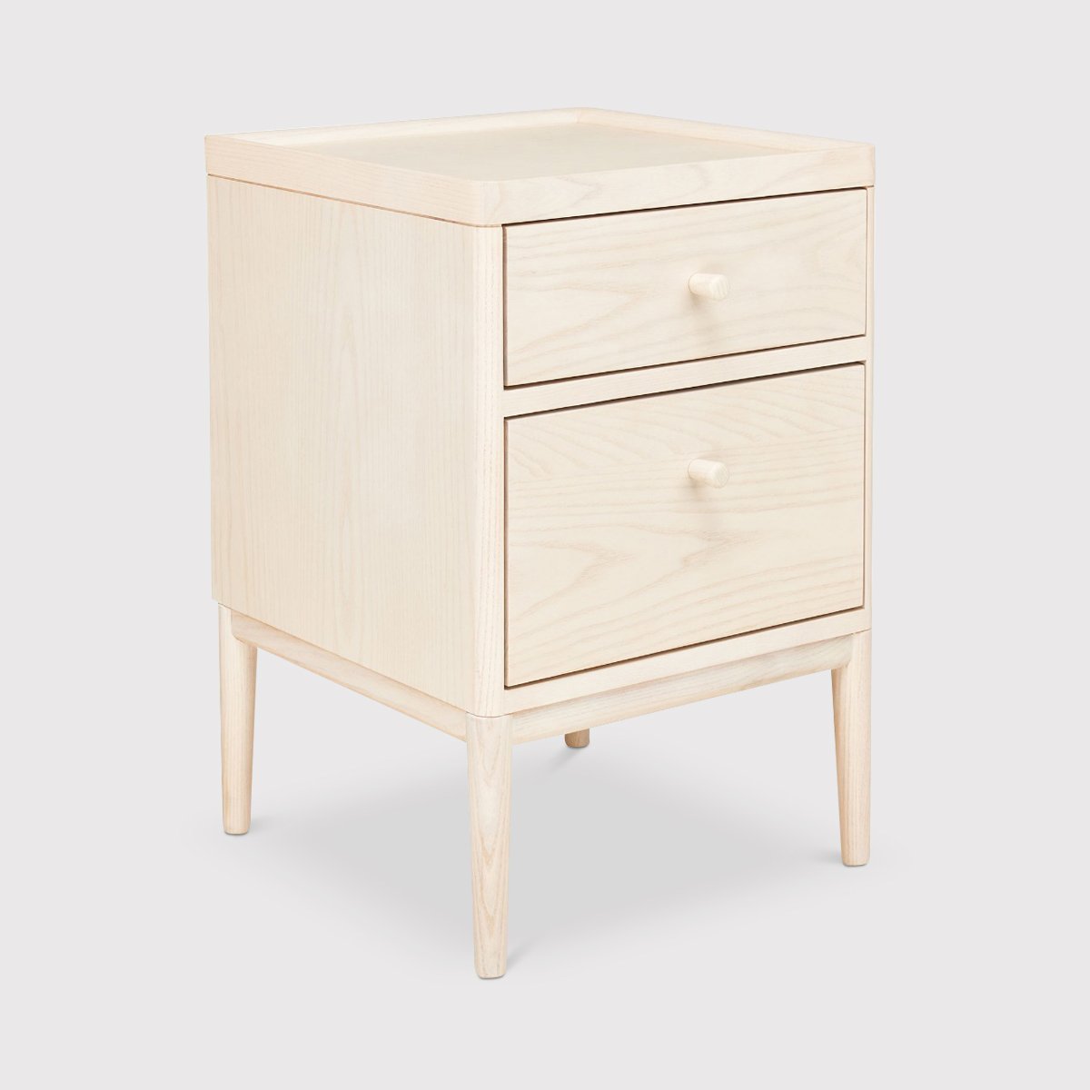 Ercol Salina Two Drawer Bedside Cabinet, Neutral | Barker & Stonehouse