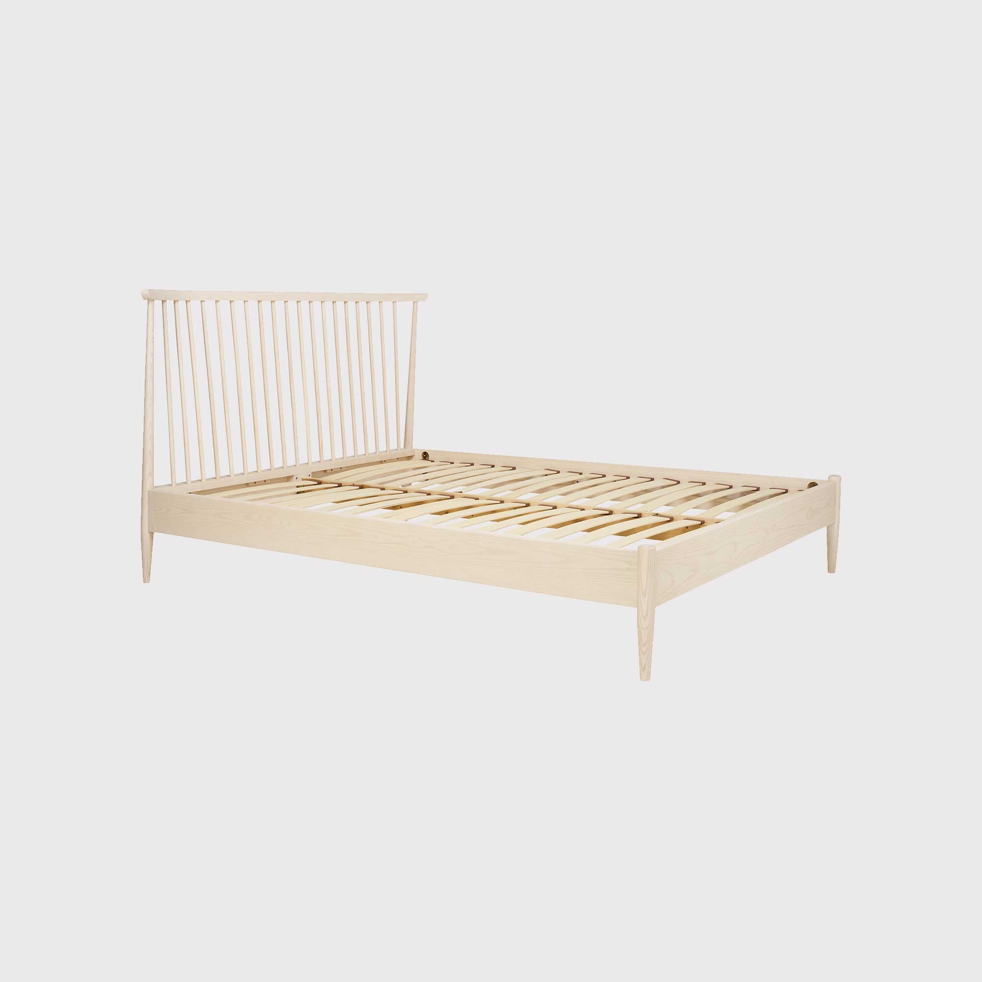 Ercol Salina Double Spindle Headboard Bed, Ash Wood | Barker & Stonehouse