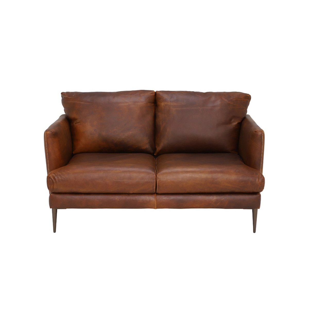 Acacia Loveseat Sofa, Brown Leather | Barker & Stonehouse