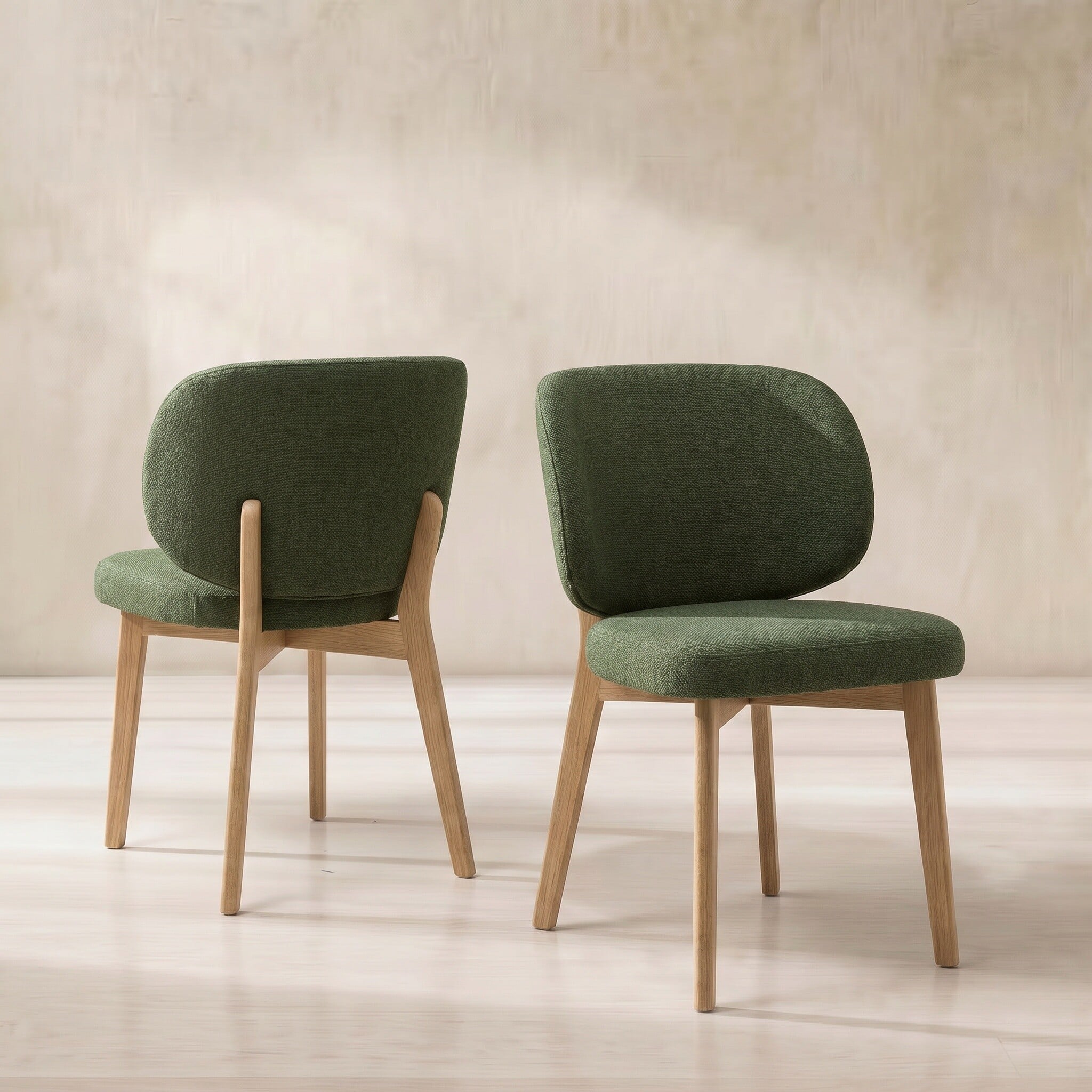 Salla dining chair in green boucle