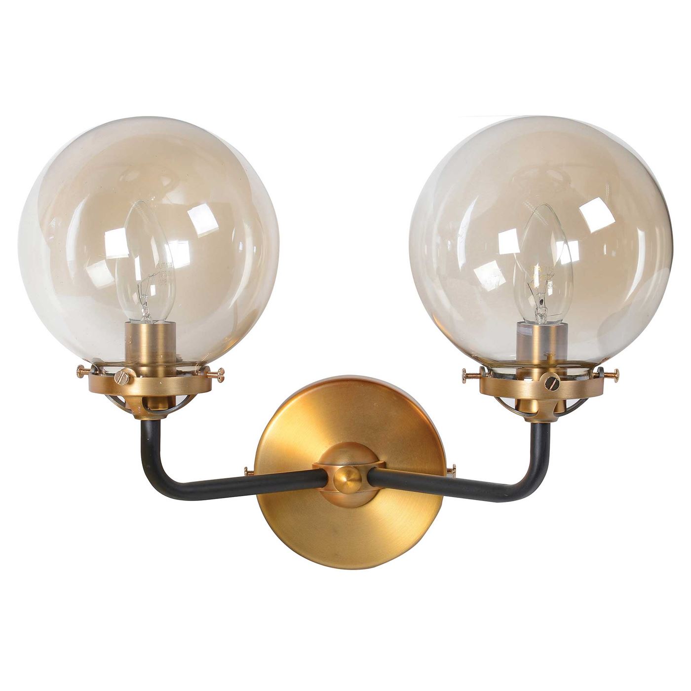 Smoked Double Ball Wall Light, Gold | Barker & Stonehouse