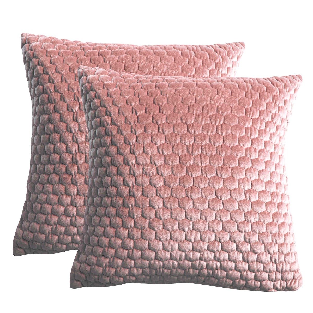Set of 2 Blush Velvet Cushion, Square, Pink | Barker & Stonehouse