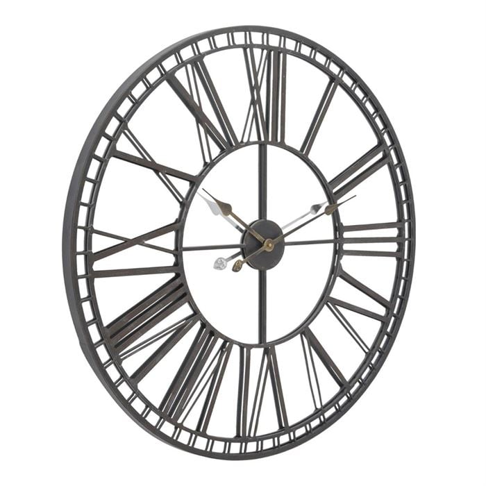 Skeleton Mirror Wall Clock, Round, Grey | Barker & Stonehouse