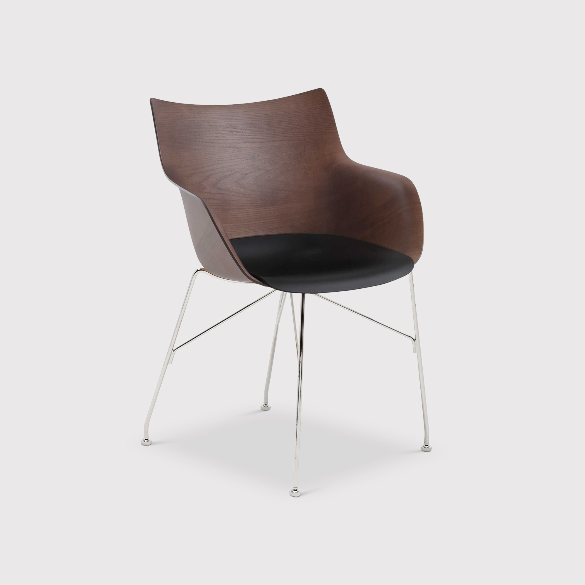 Kartell Smartwood Dining Chair With Arms Dark Wood Black And Chrome Barker Stonehouse