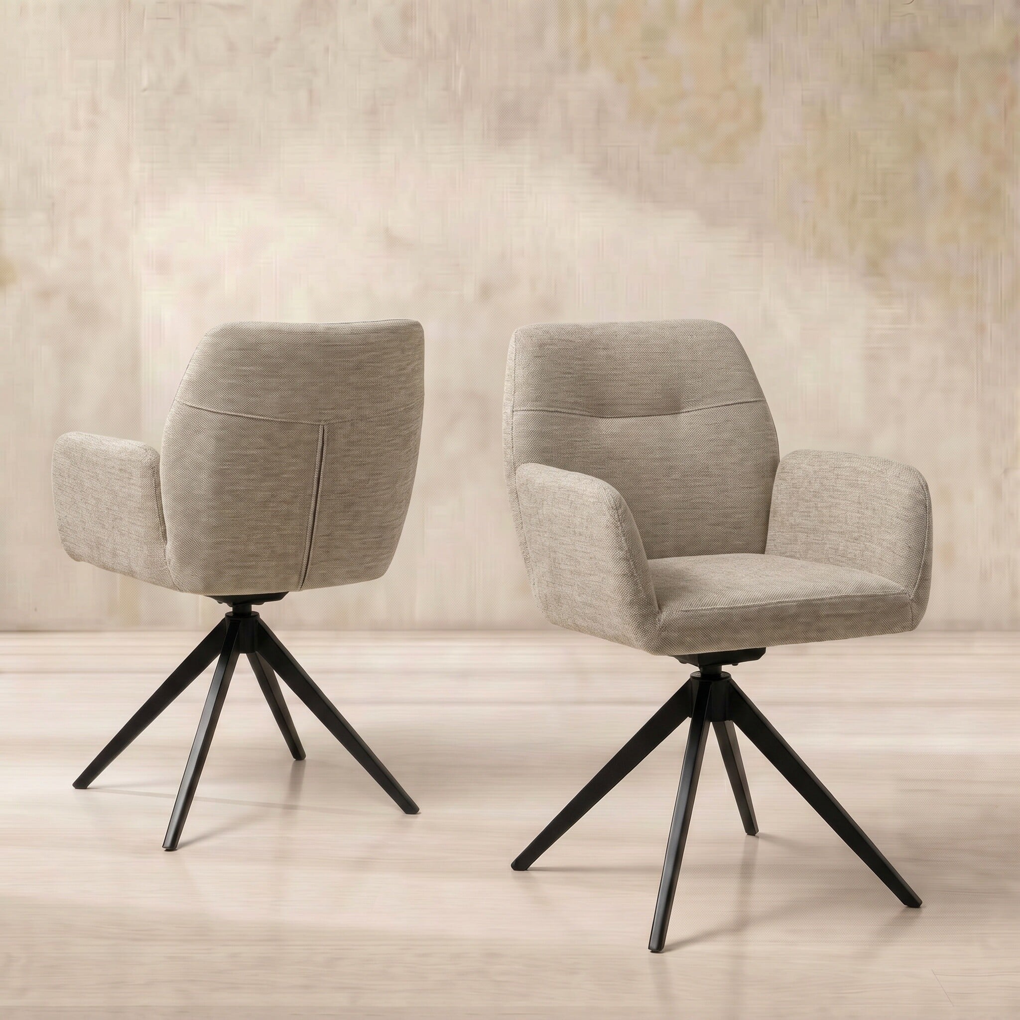 Sorelle swivel dining chair in neutral fabric