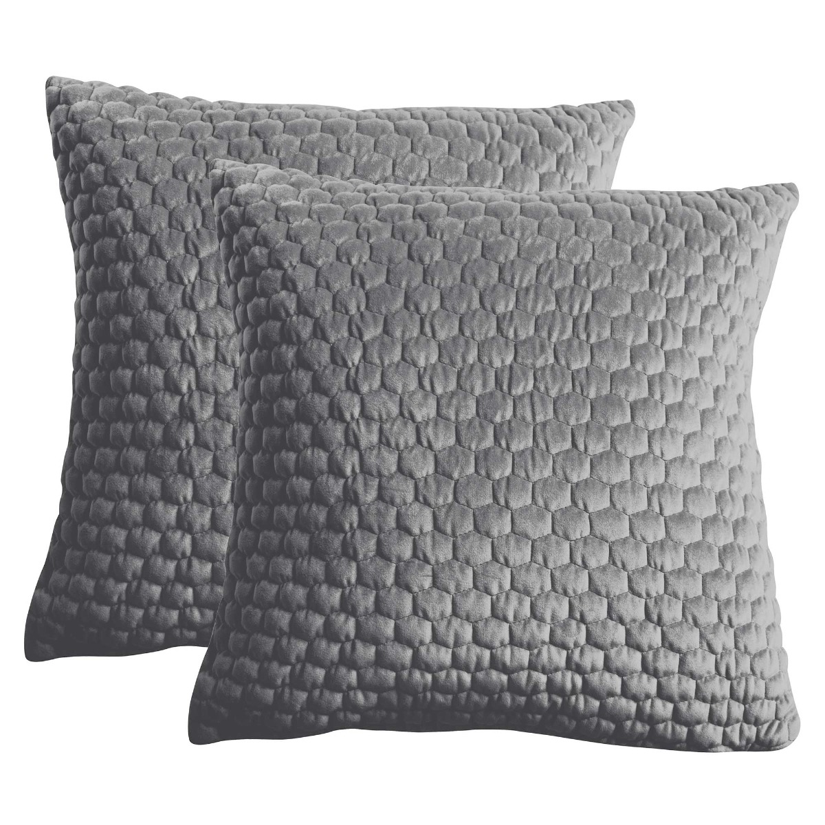 Set of 2 Silver Velvet Cushion, Square, Grey | Barker & Stonehouse