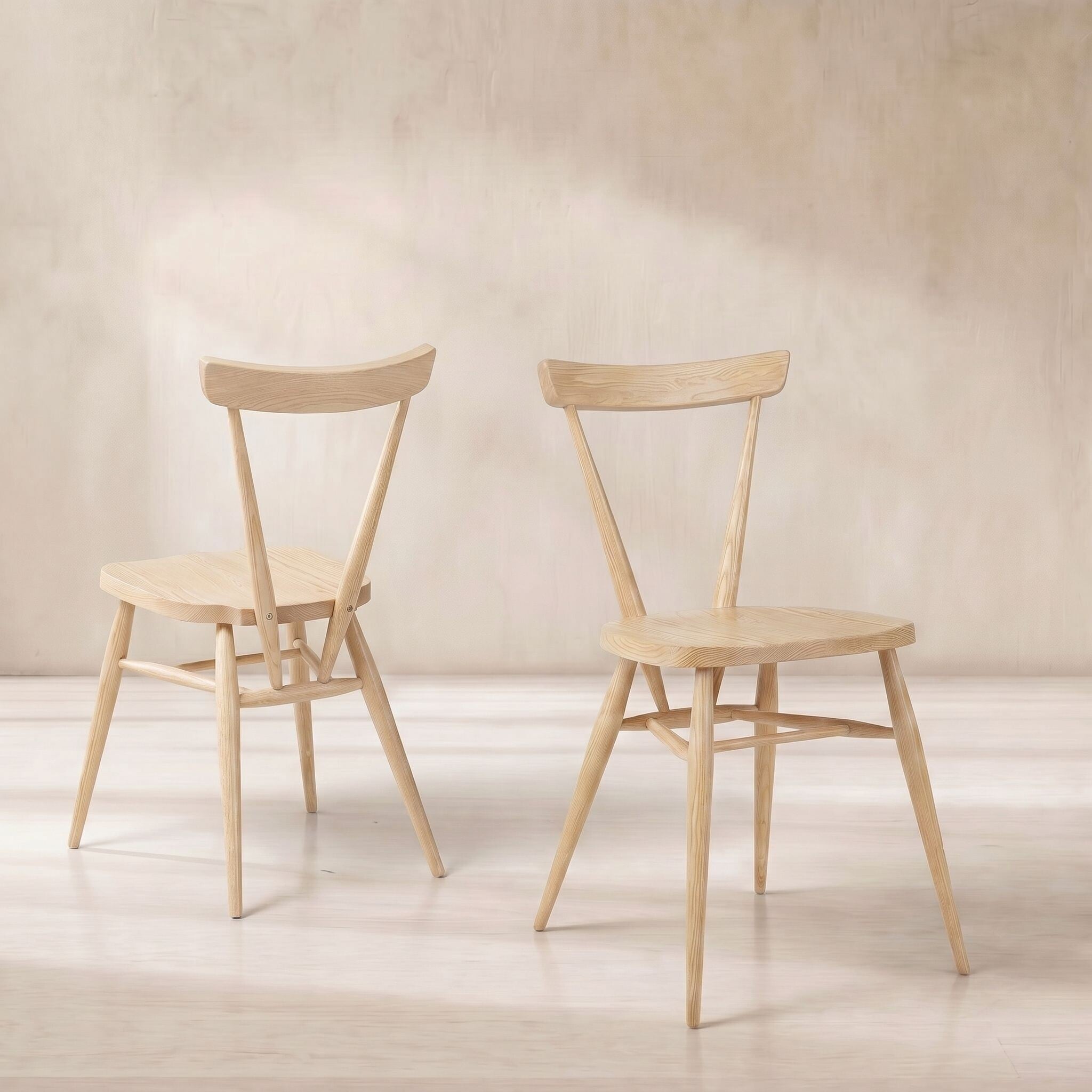 Ercol stacking dining chair in ash wood