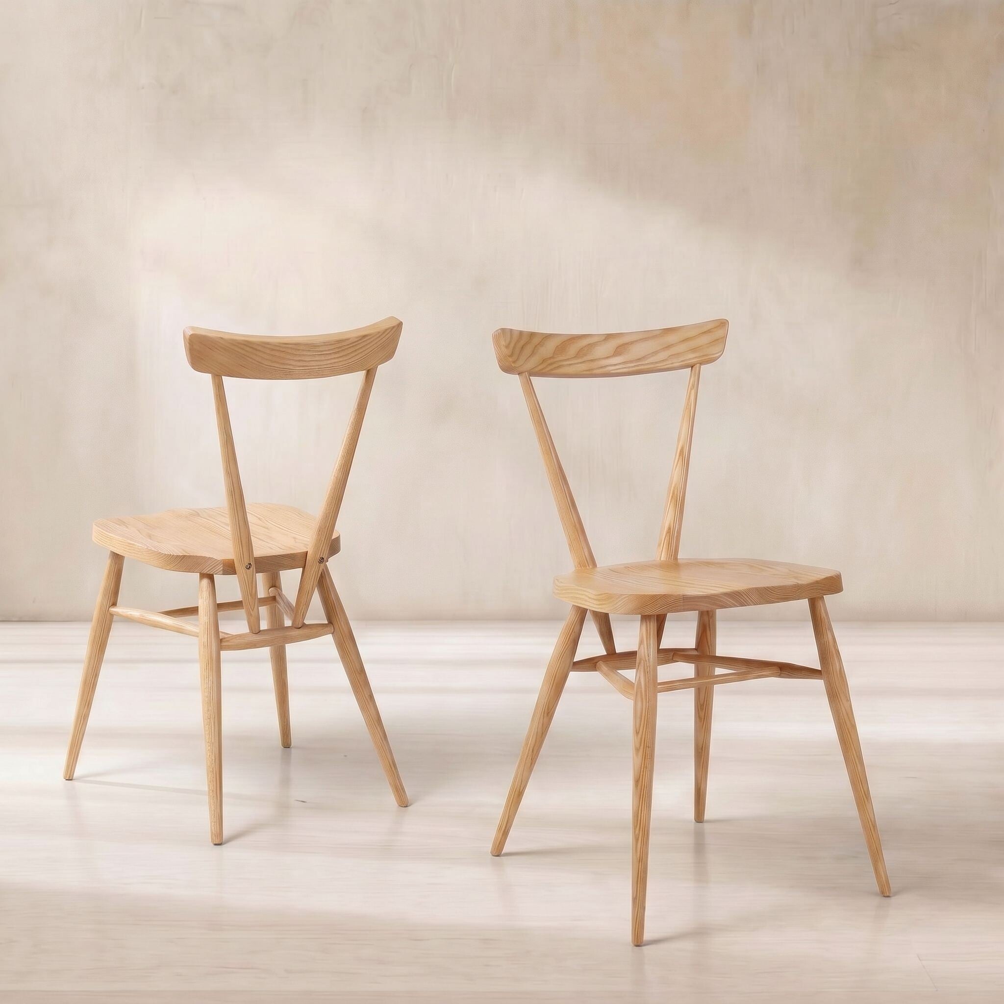 Ercol stacking dining chair in ash wood