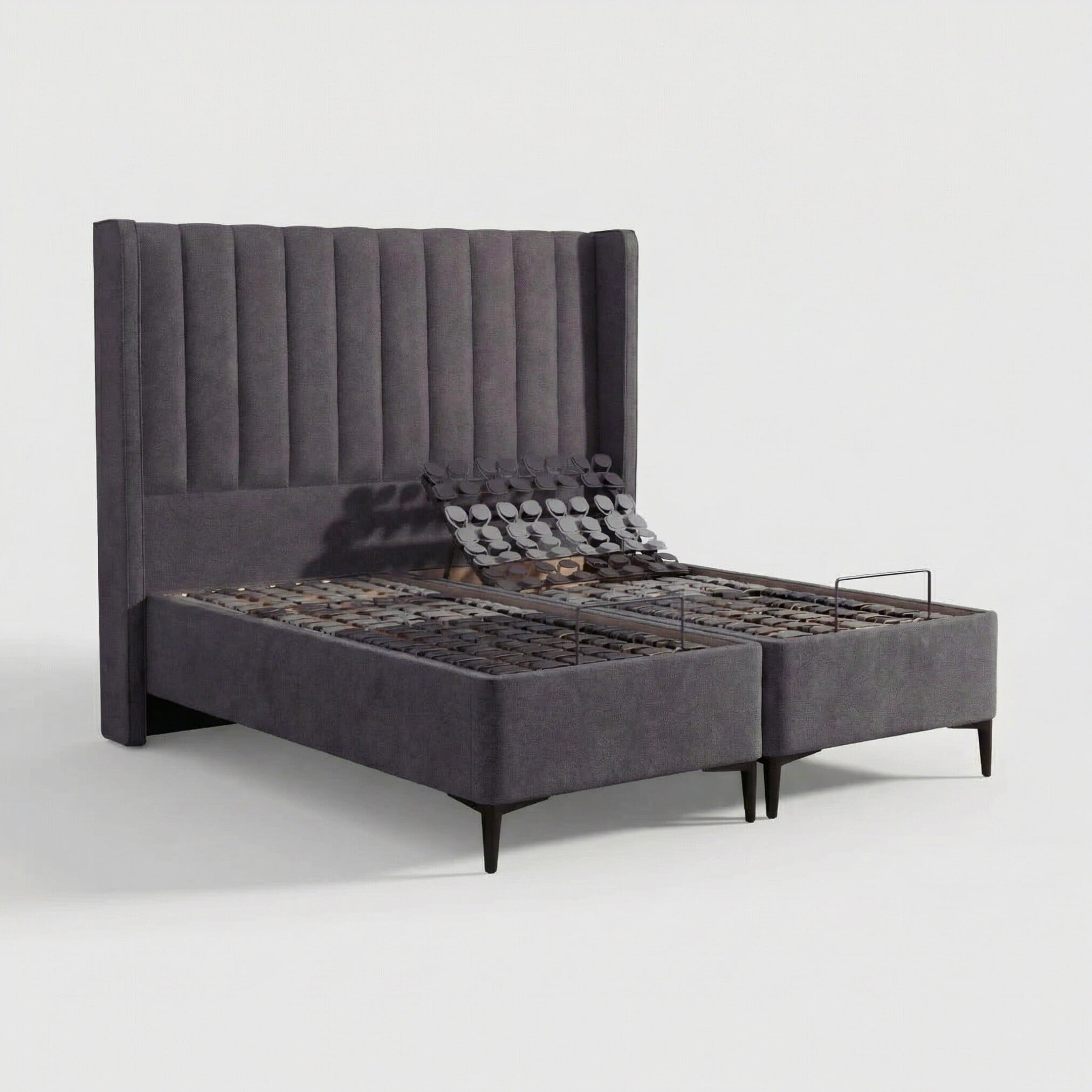 Tempur suffolk king slim disc adj divan bed in purple velvet