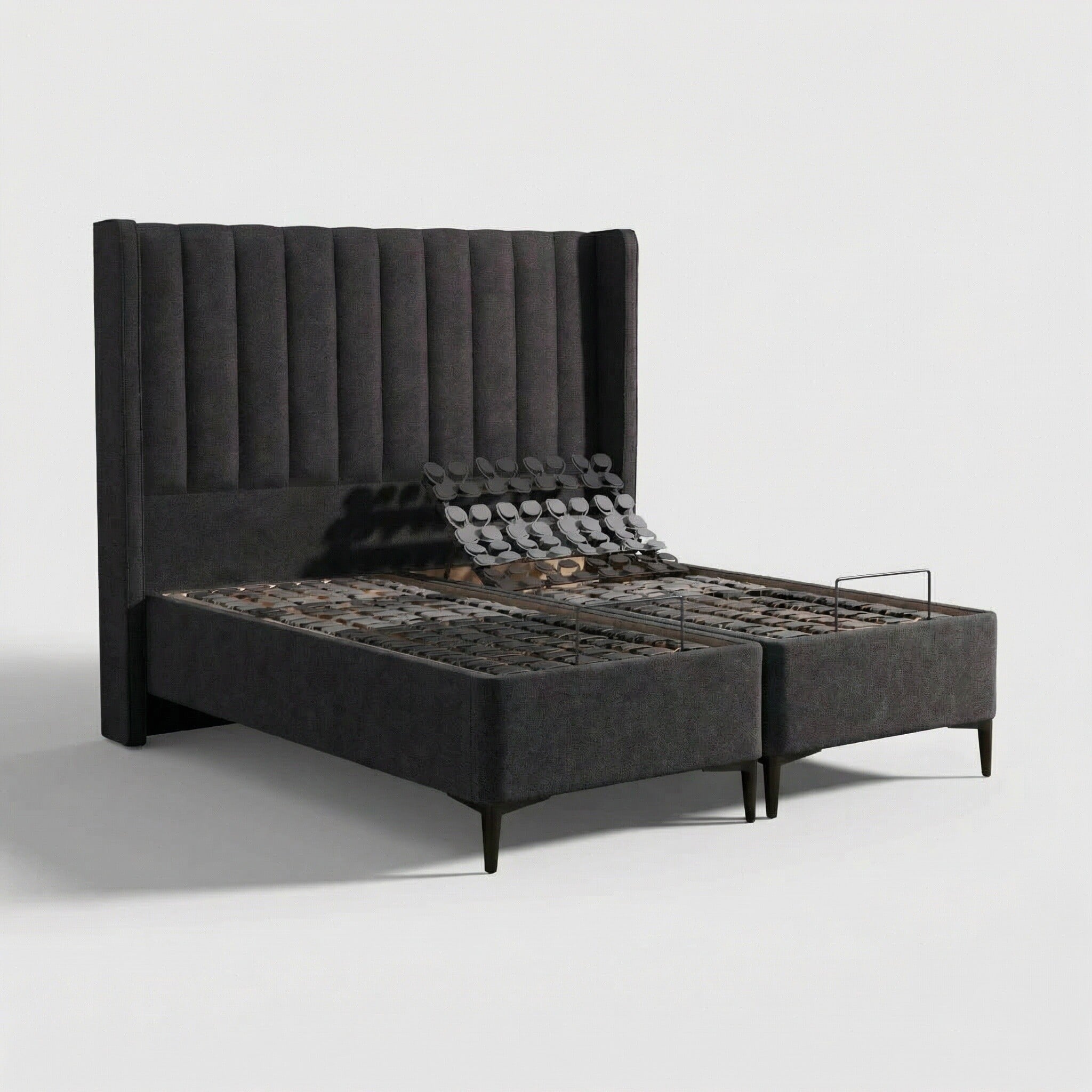 Tempur suffolk king slim disc adj divan bed in purple velvet