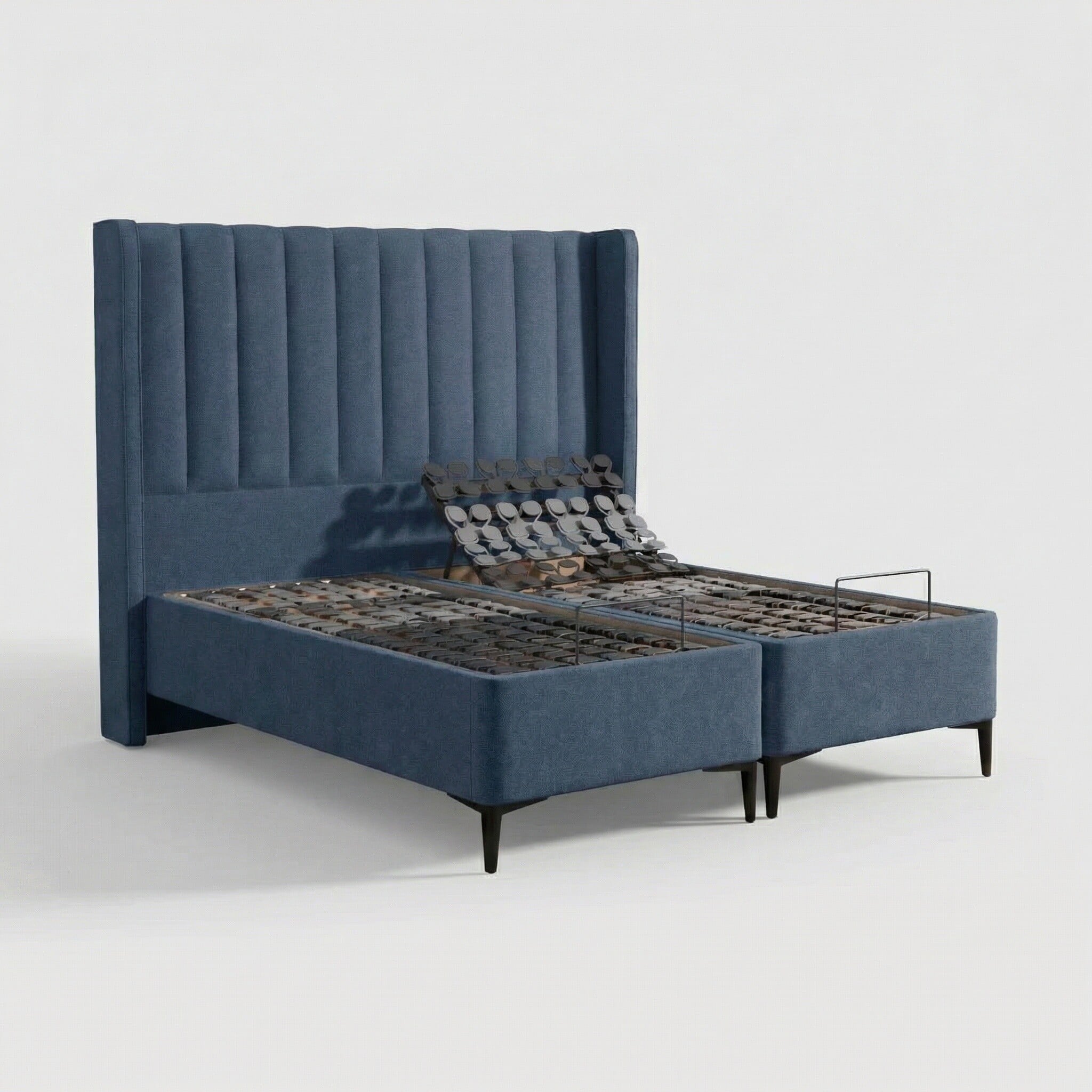 Tempur suffolk king slim disc adj divan bed in blue fabric