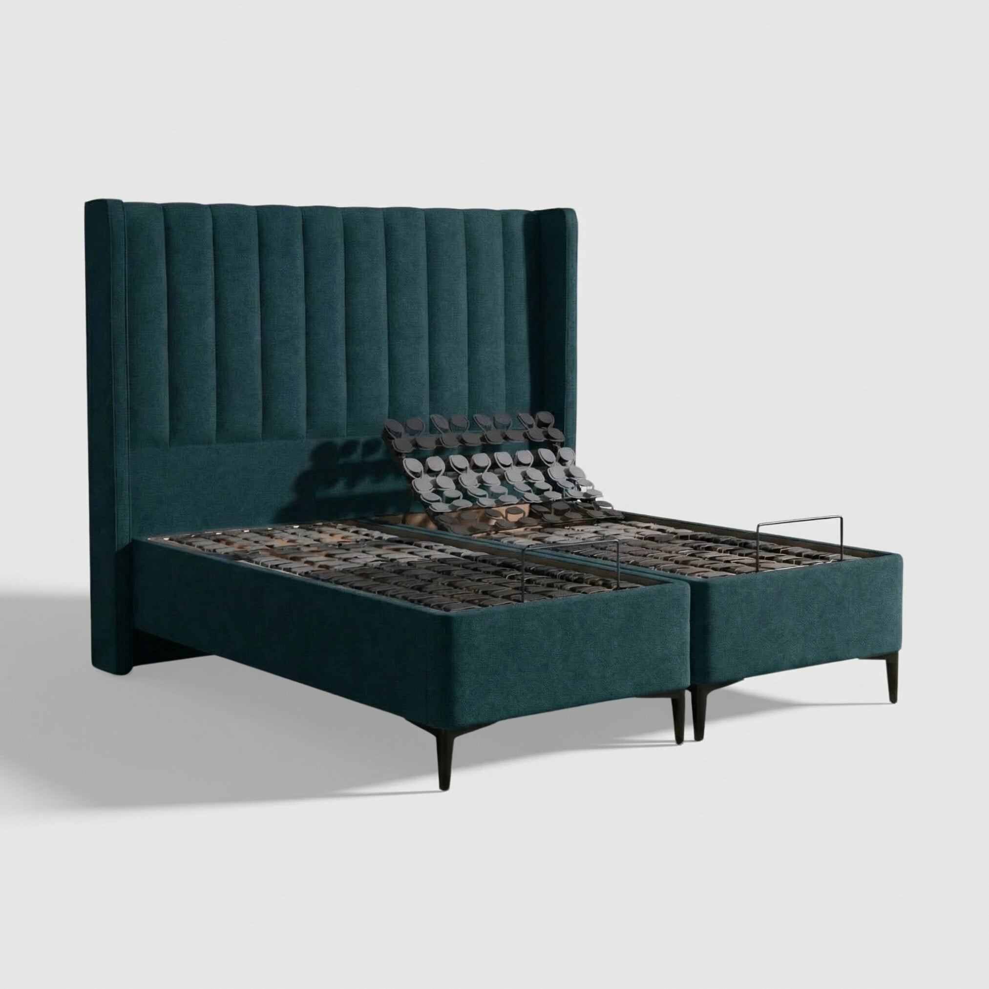 Tempur suffolk king slim disc adj divan bed in navy velvet