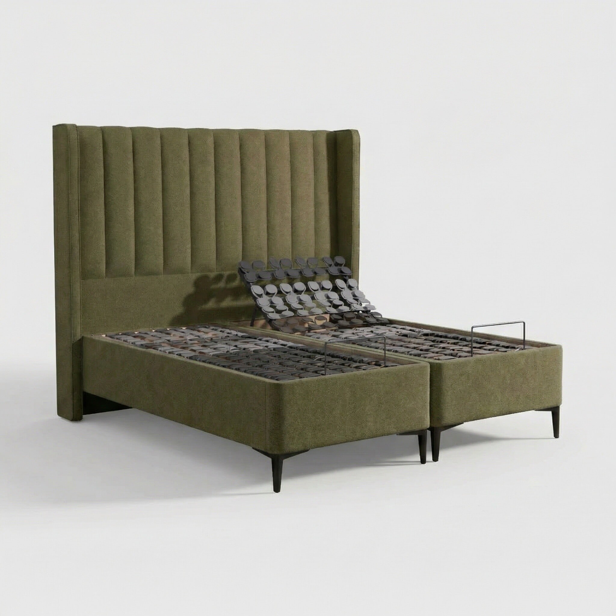 Tempur suffolk king slim disc adj divan bed in green fabric