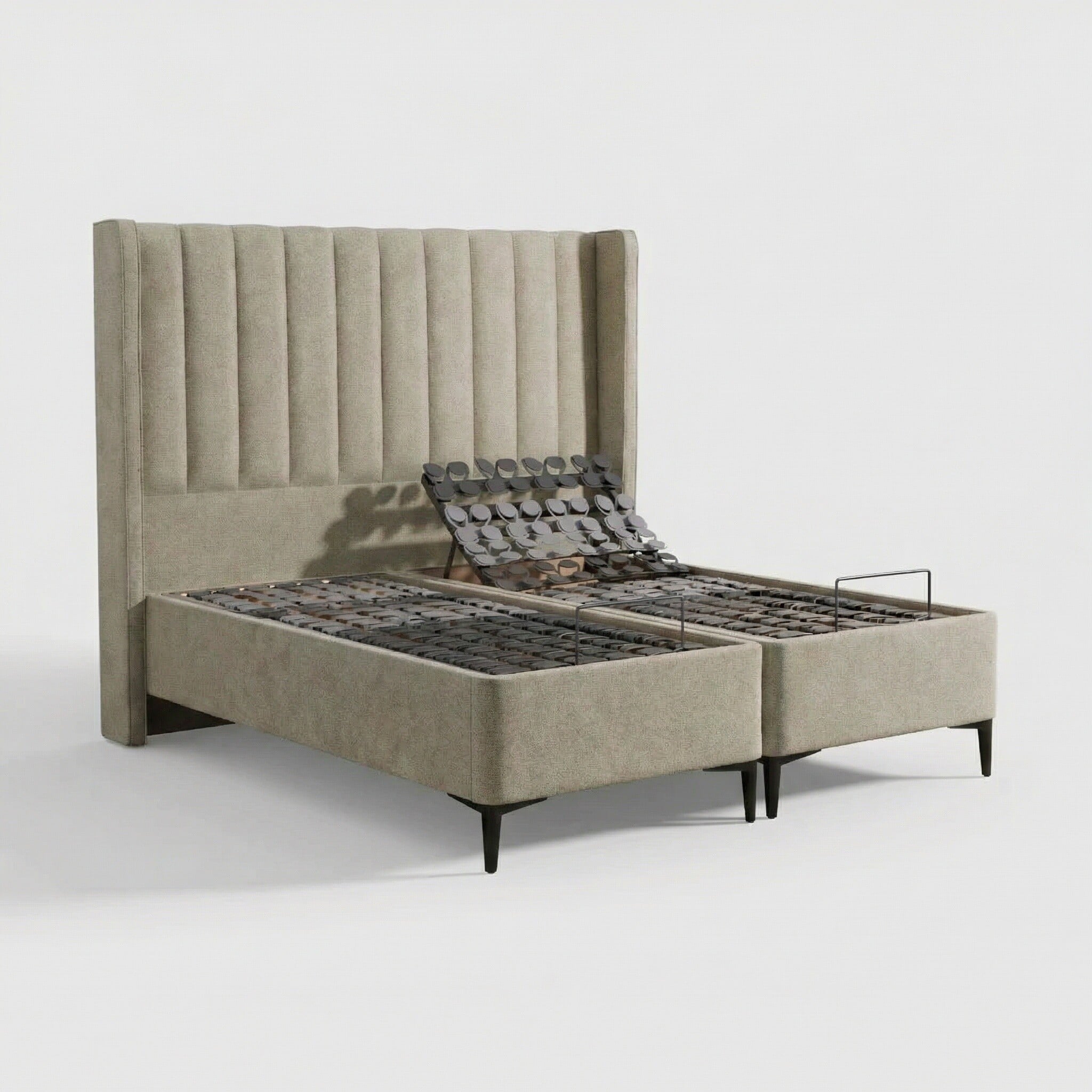 Tempur suffolk king slim disc adj divan bed in neutral velvet