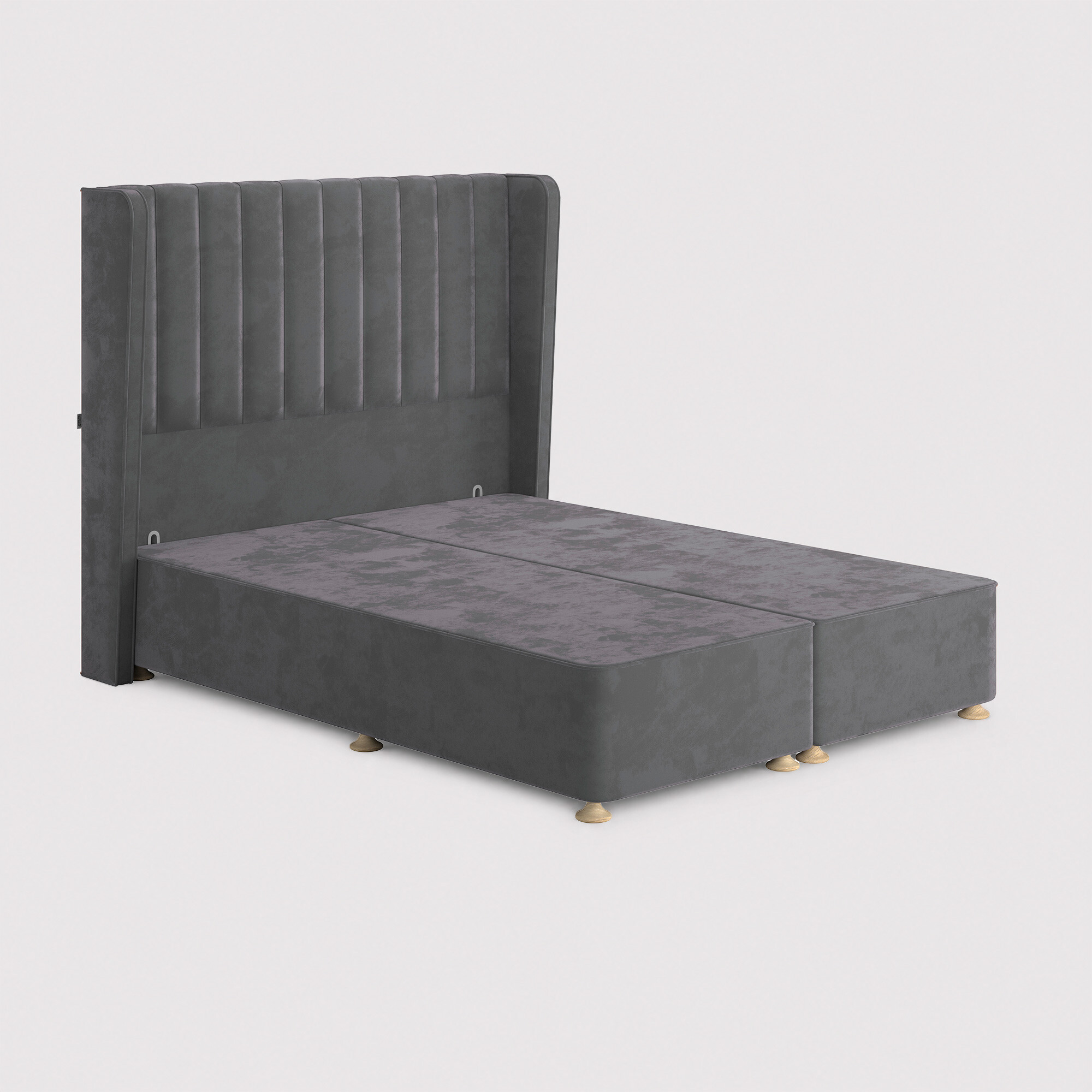 Tempur suffolk king slim disc static divan bed in purple velvet