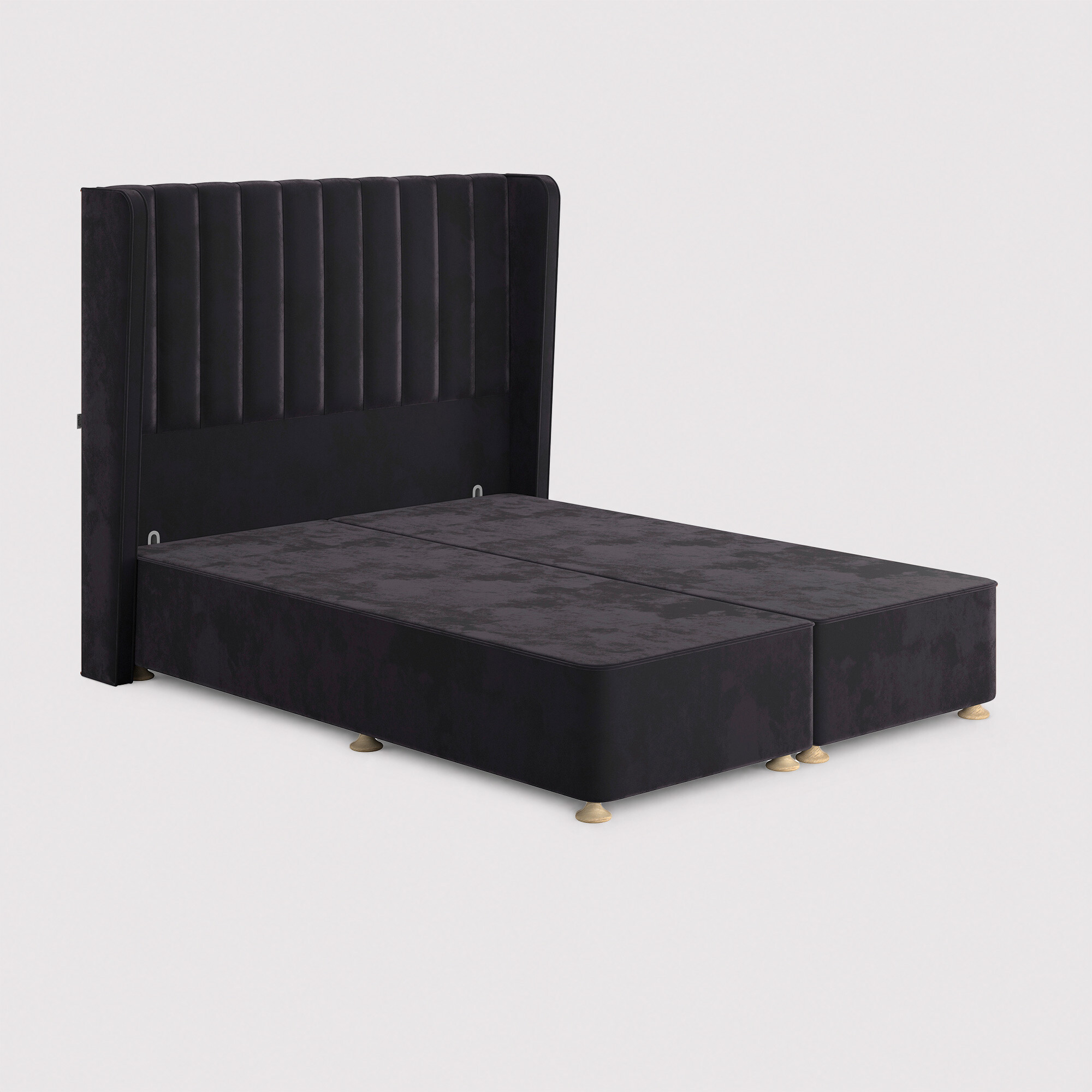 Tempur suffolk king slim disc static divan bed in purple velvet