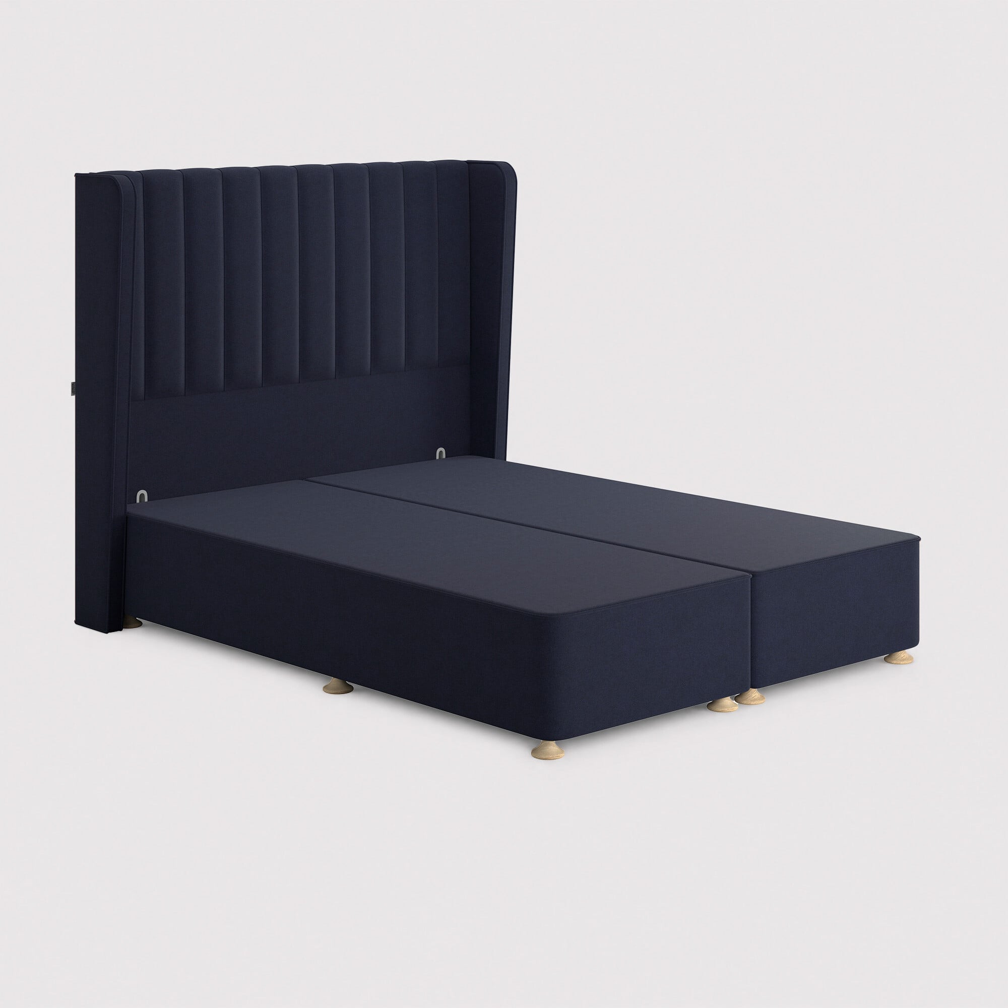 Tempur suffolk king slim disc static divan bed in blue fabric