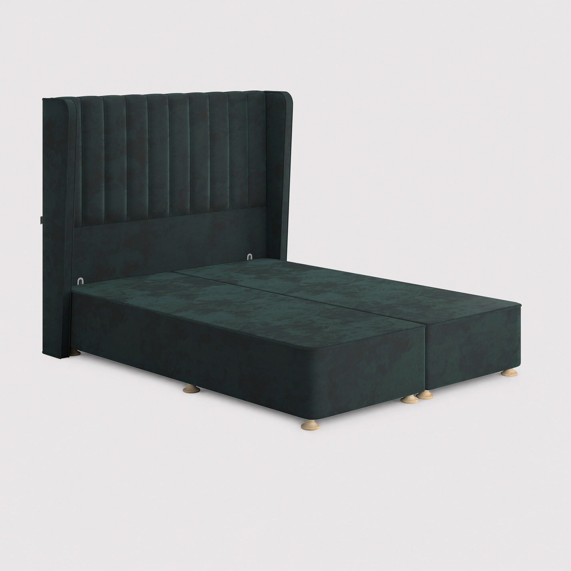 Tempur suffolk king slim disc static divan bed in navy velvet
