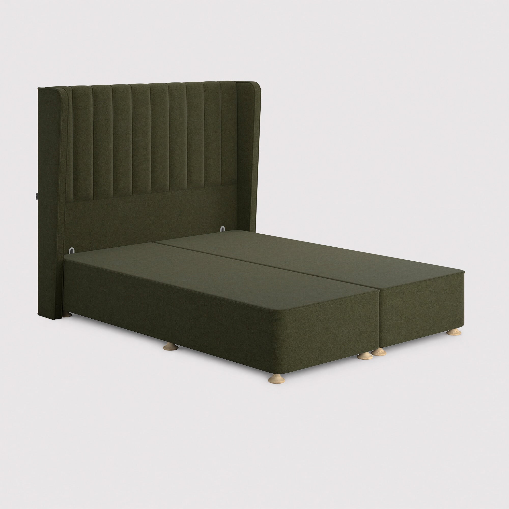 Tempur suffolk king slim disc static divan bed in green fabric