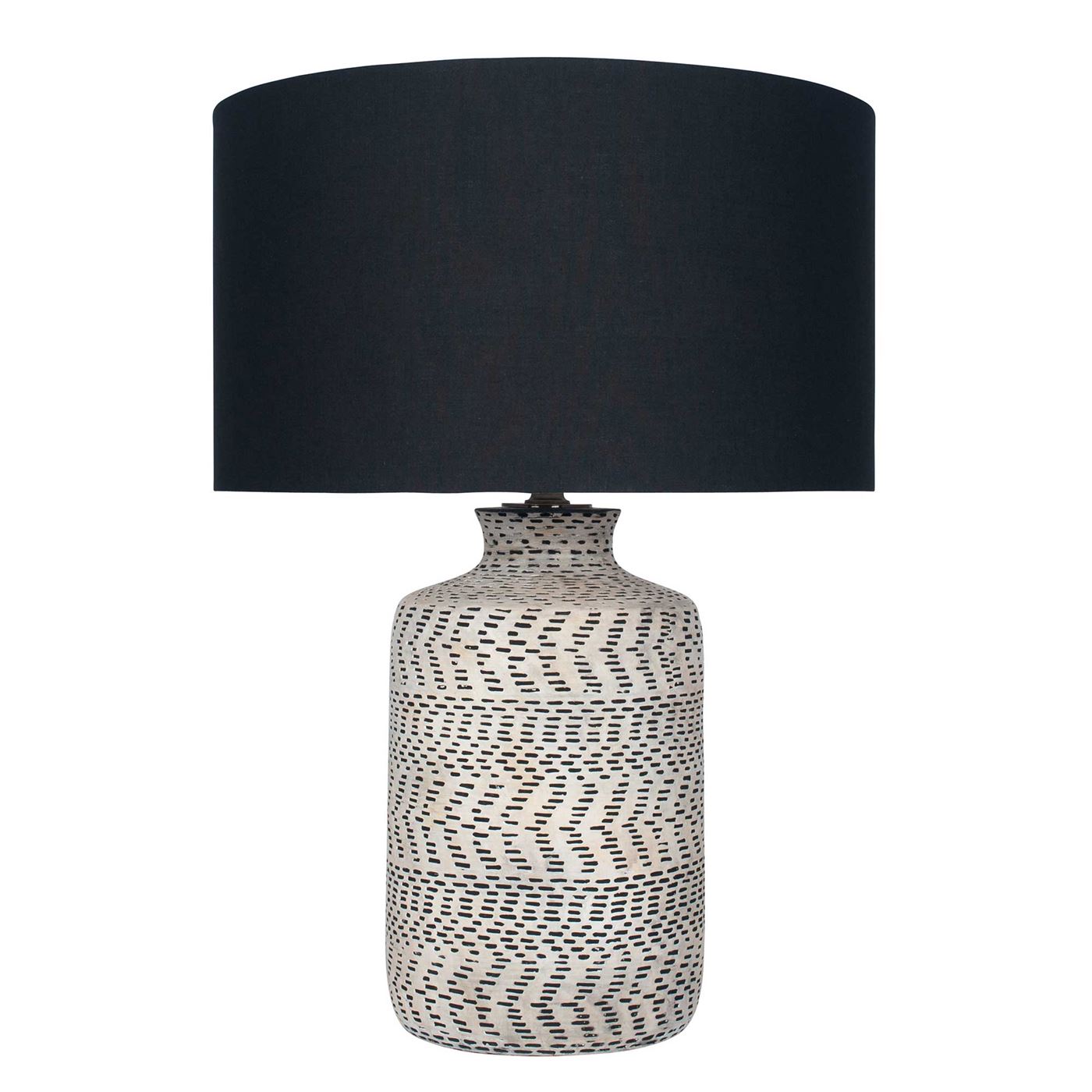 Natural & Black Textured Table Lamp, Neutral Ceramic | Barker & Stonehouse