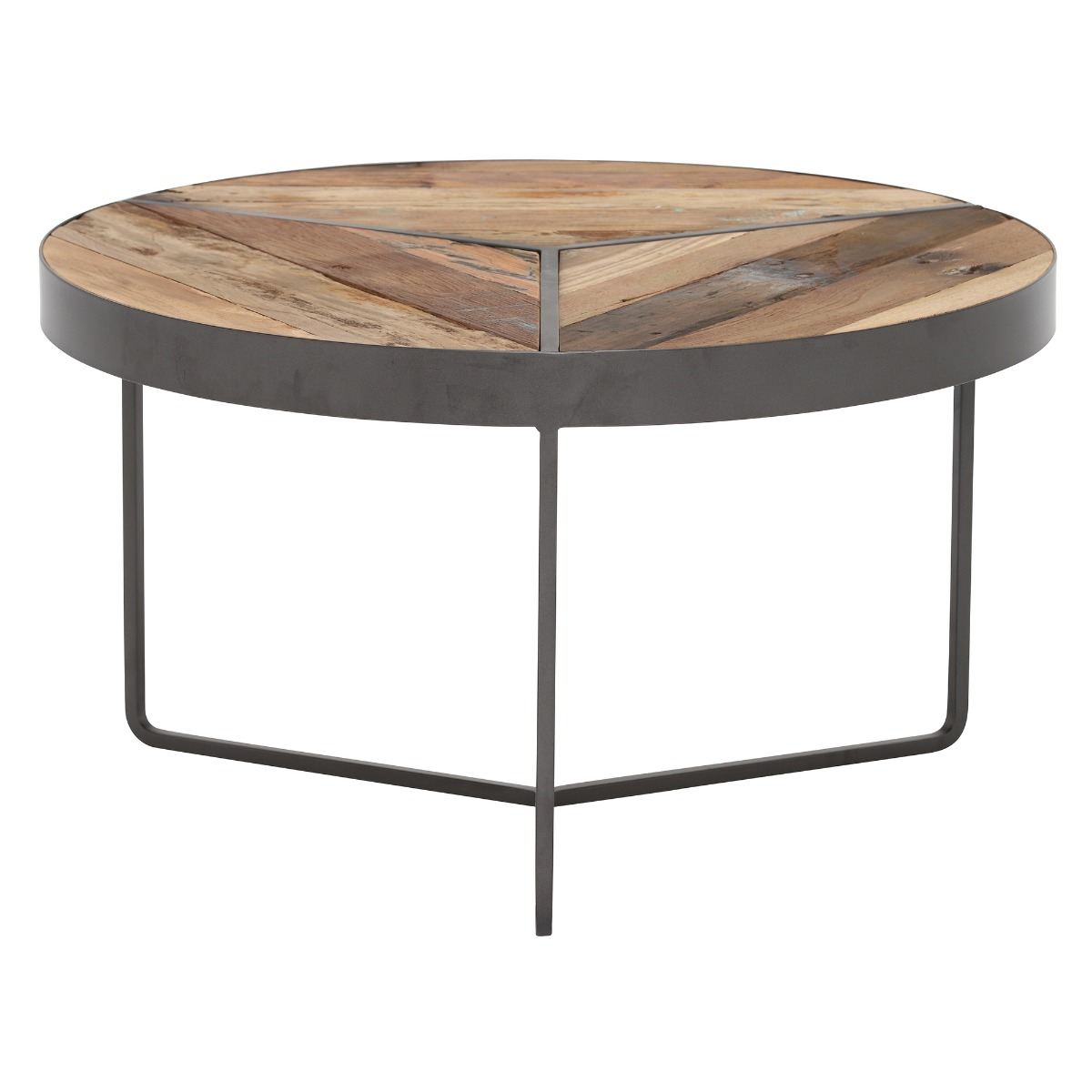 Taiga Small Round Rustic Coffee Table, Brown | Barker & Stonehouse