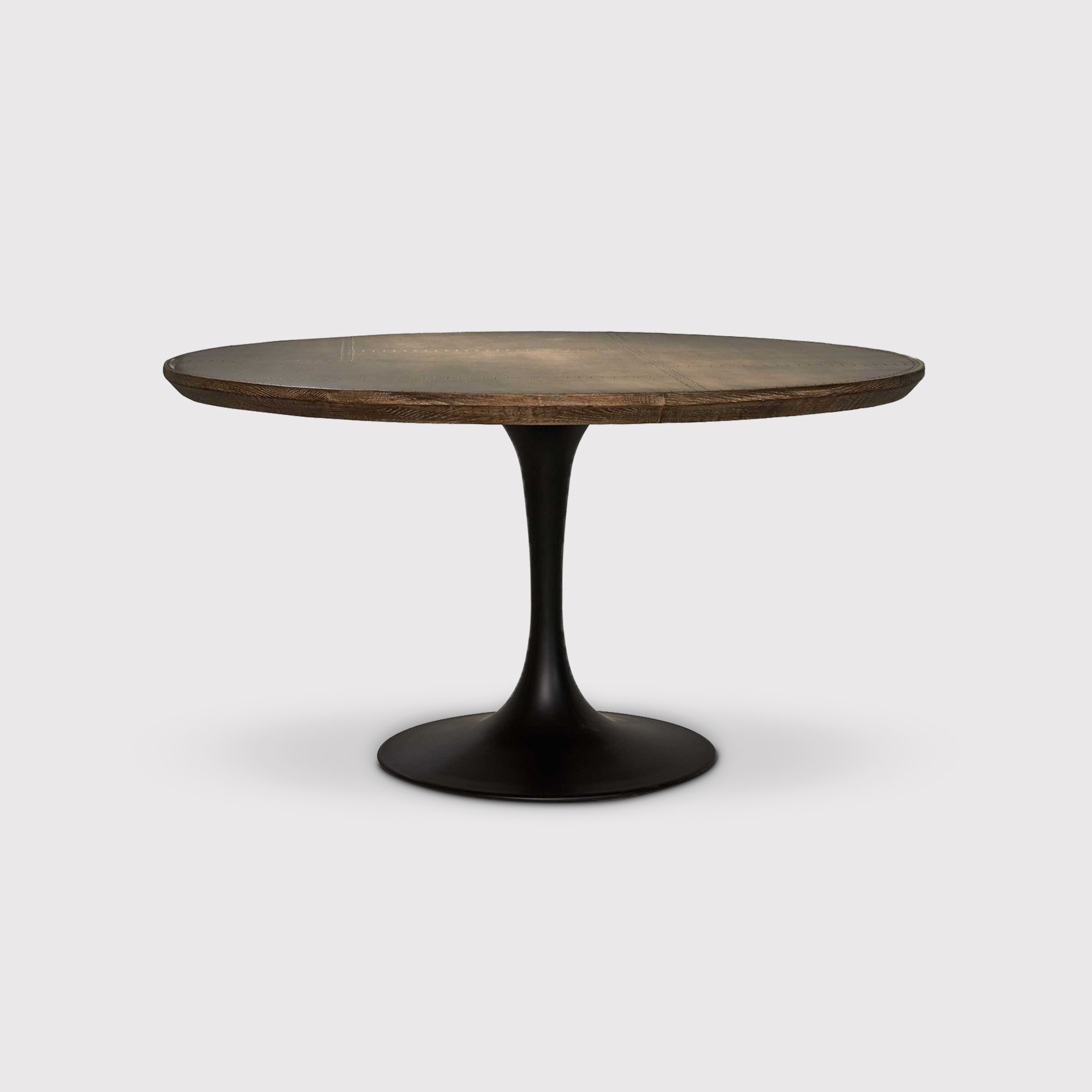 Talula Tulip Dining Table With Brass Top 140x76cm, Brown Metal | Barker & Stonehouse
