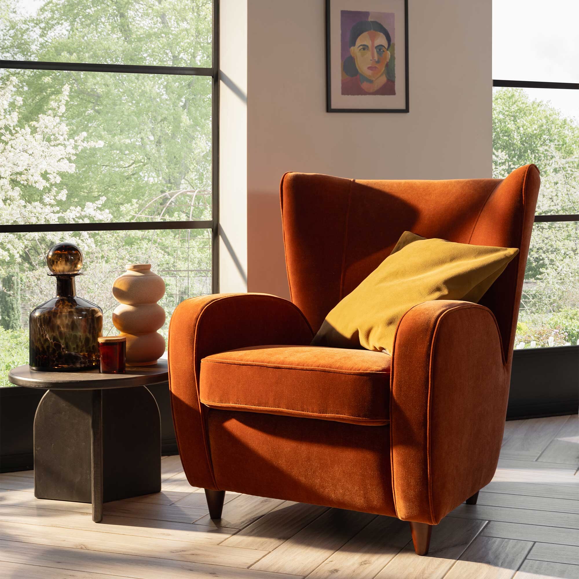 Tanya Armchair, Orange Velvet | Barker & Stonehouse