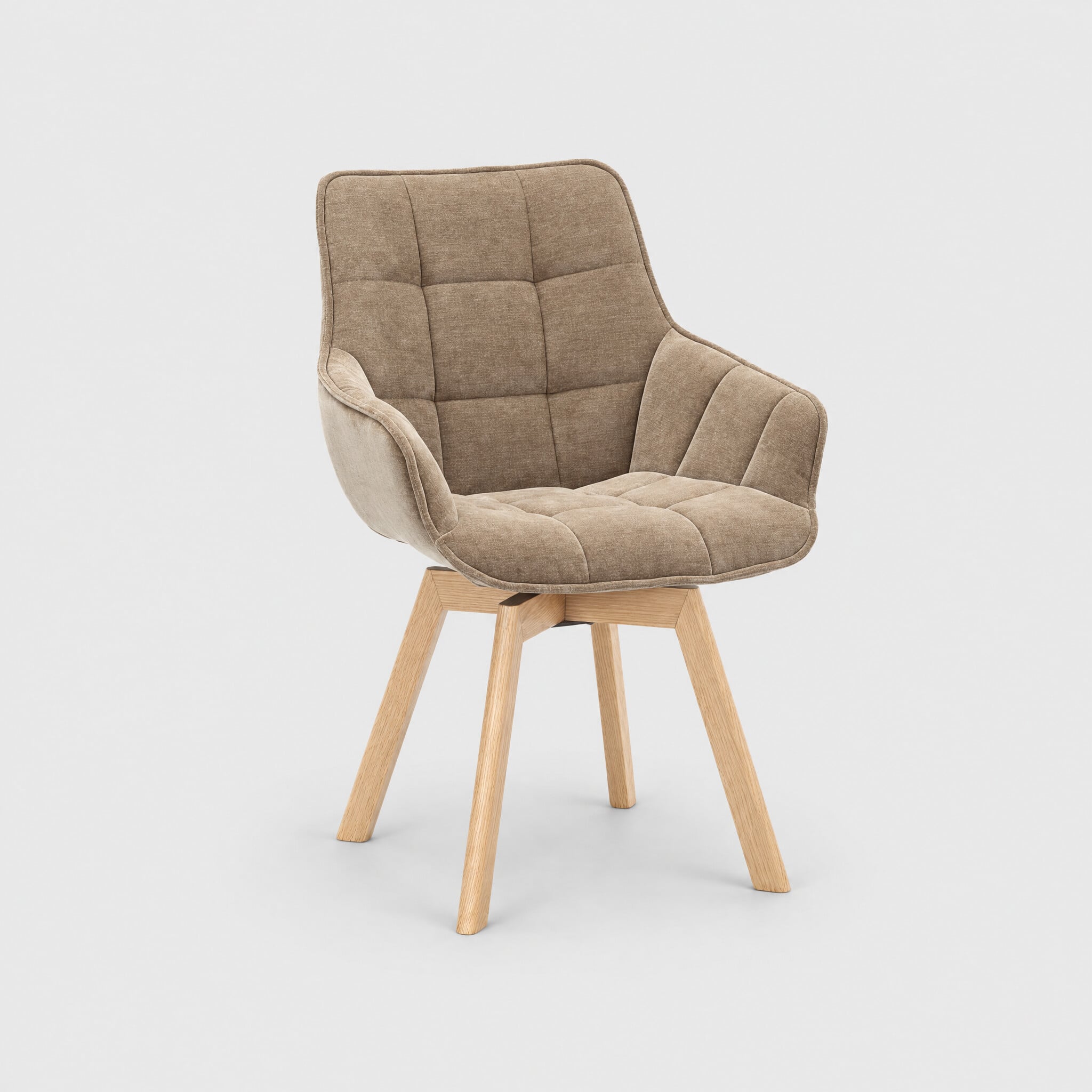 Jasper dining armchair with 360 swivel in brown fabric