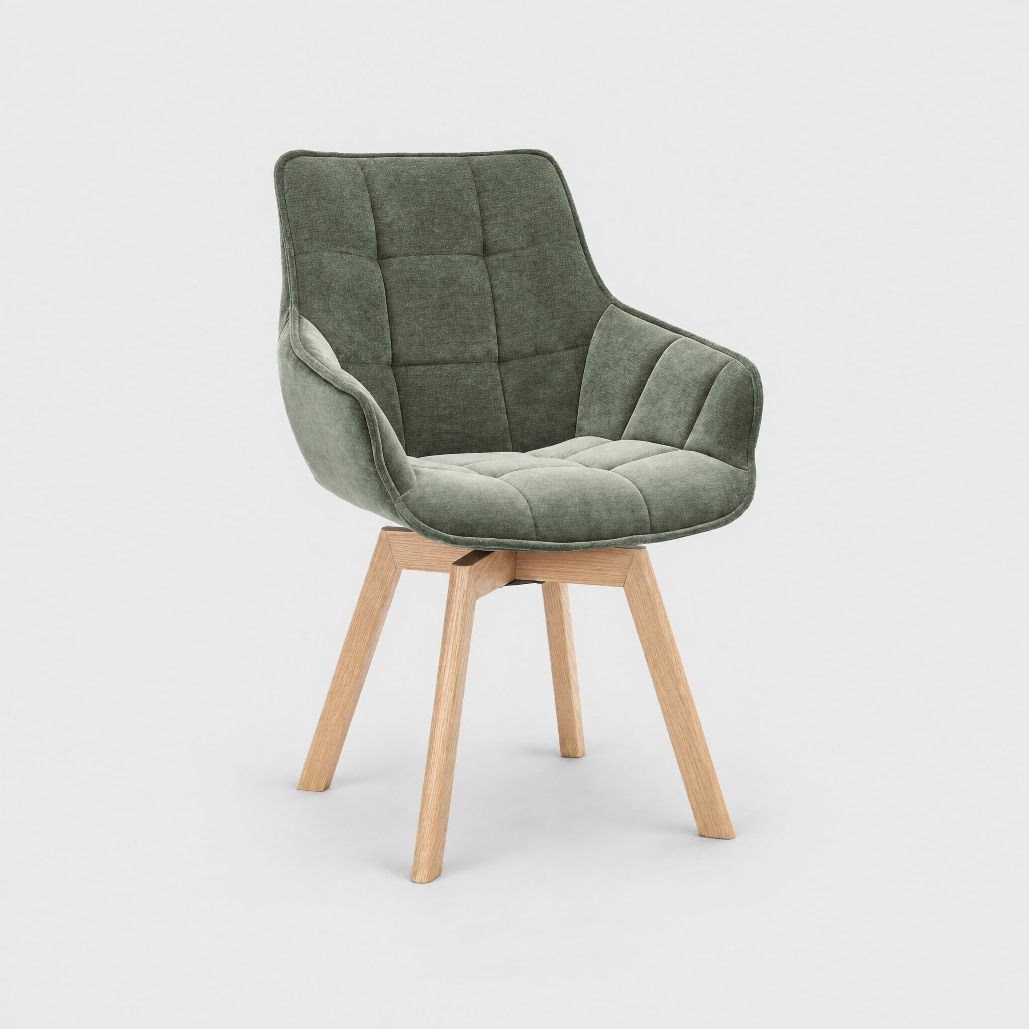 Jasper dining armchair with 360 swivel in green fabric