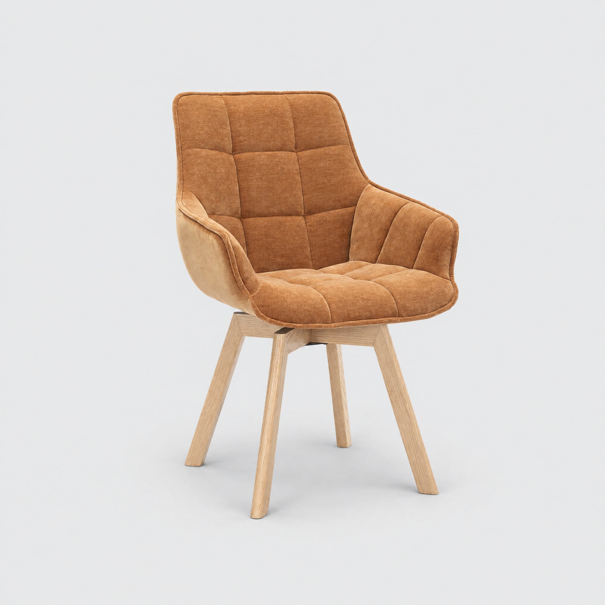 Jasper dining armchair with 360 swivel in orange fabric
