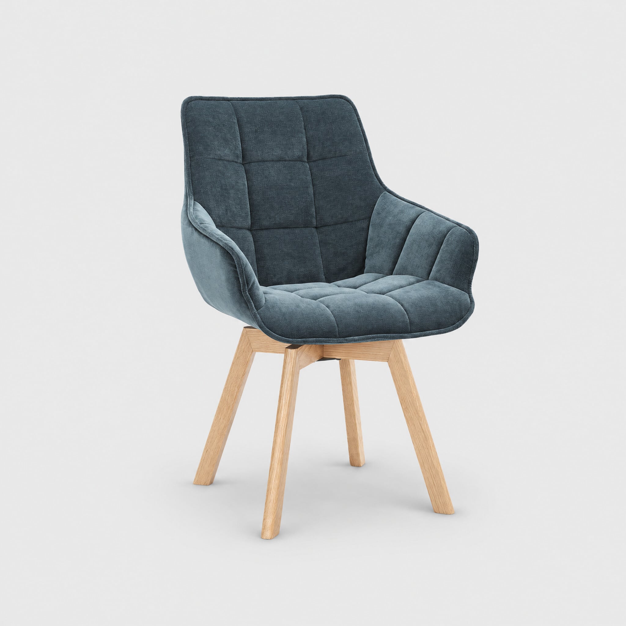 Jasper dining armchair with 360 swivel in blue fabric