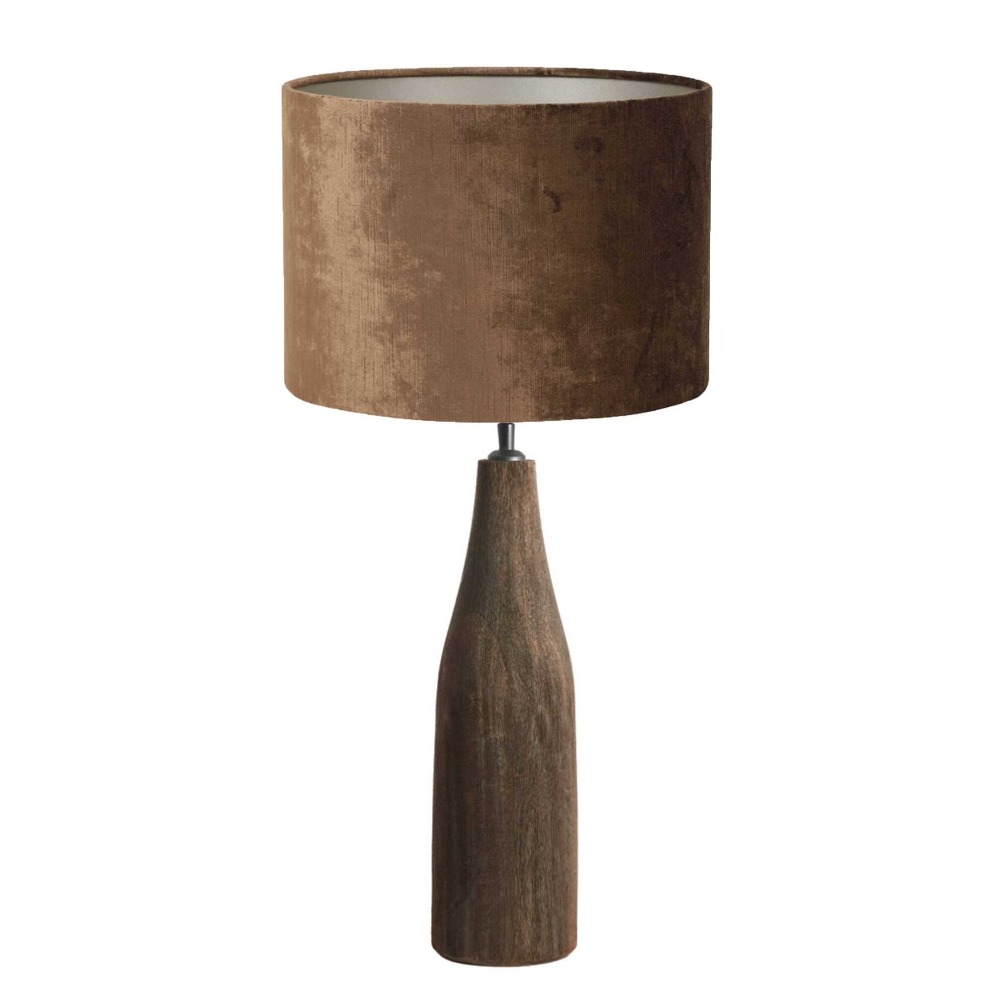 Textured Dark Wood Table Lamp, - Barker & Stonehouse