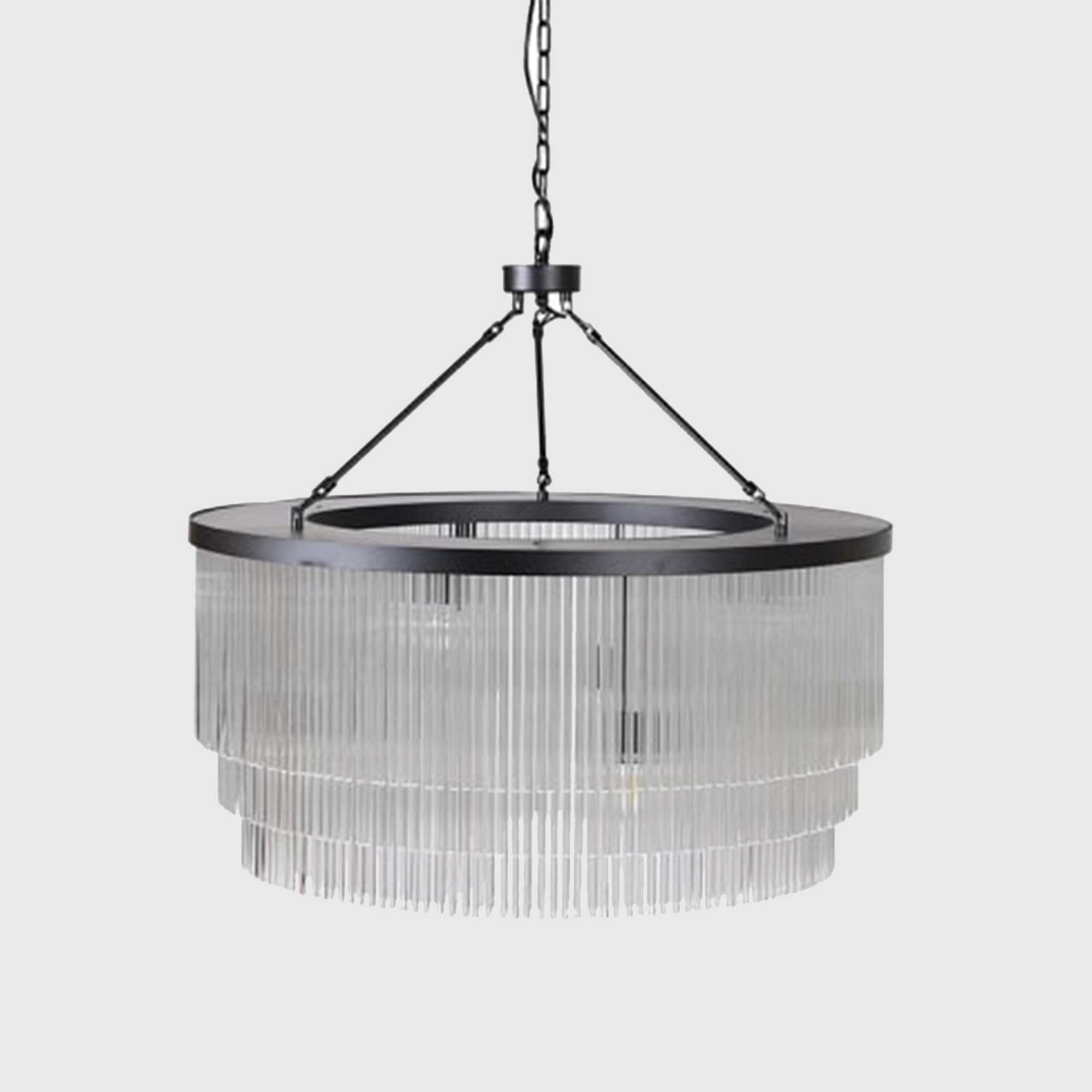 View Tiered glass tube chandelier in black View Tiered glass tube chandelier in black