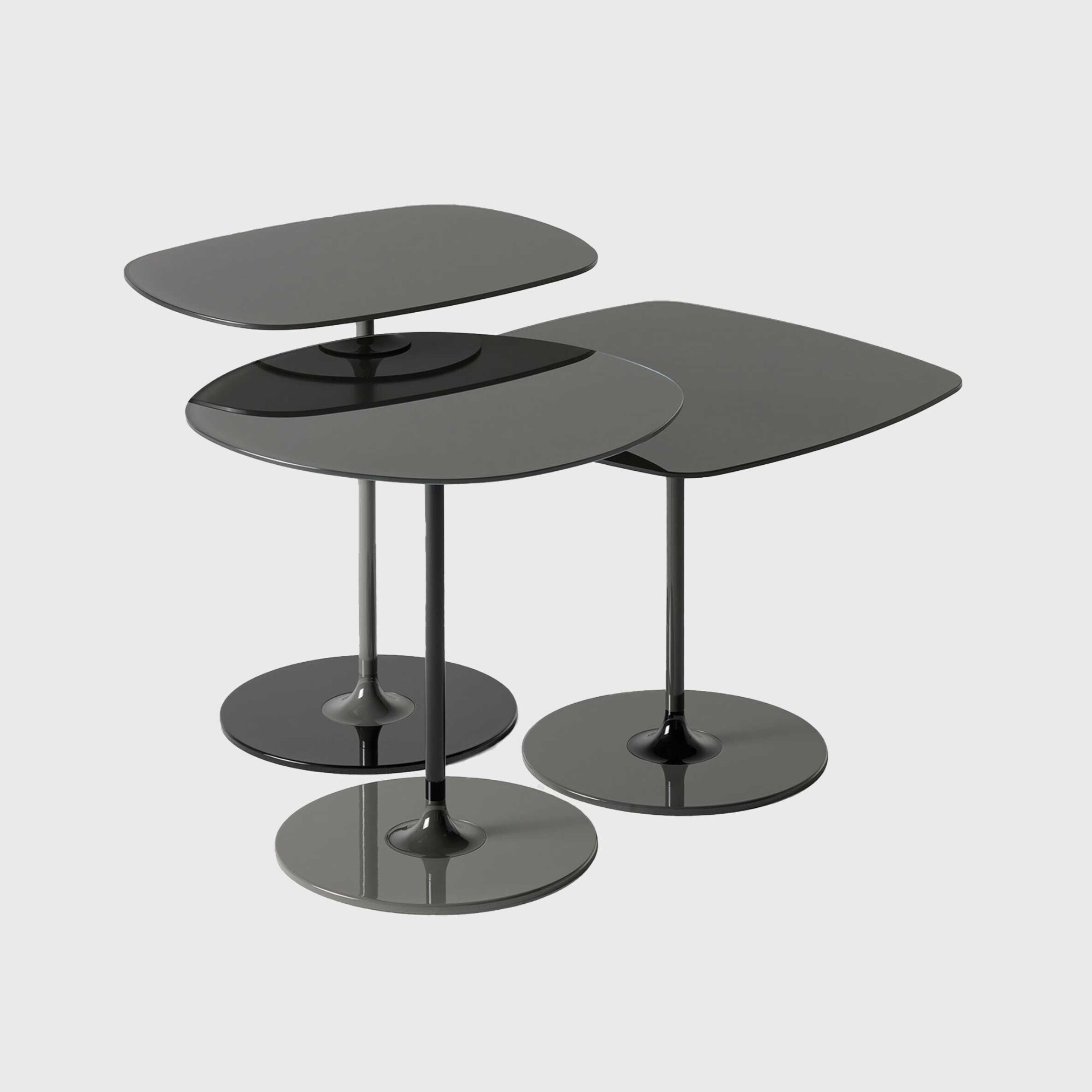 Kartell Thierry Black Set of 3 Side Tables, Black - Barker