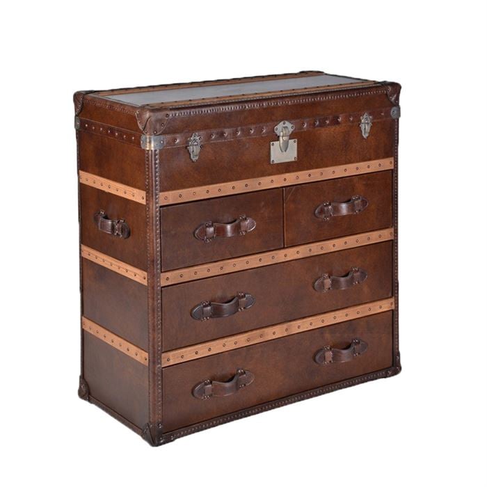 Timothy Oulton Ampleforth Chest Medium, Brown Leather | Barker & Stonehouse