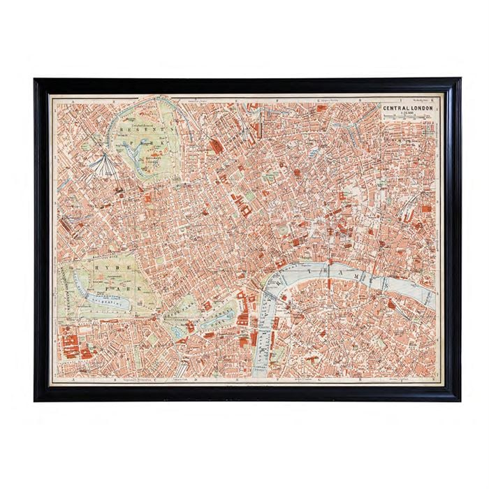 Timothy Oulton Maps London Art Print, Square, Black | Barker & Stonehouse