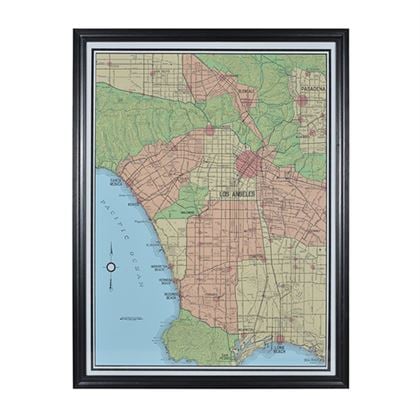 Timothy Oulton Maps Los Angeles Art Print, Square, Black Wood | Barker & Stonehouse