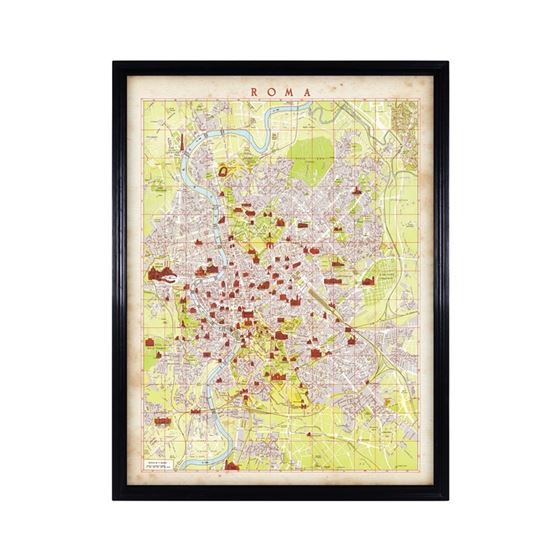 Timothy Oulton Maps Rome Art Print, Square, Black | Barker & Stonehouse