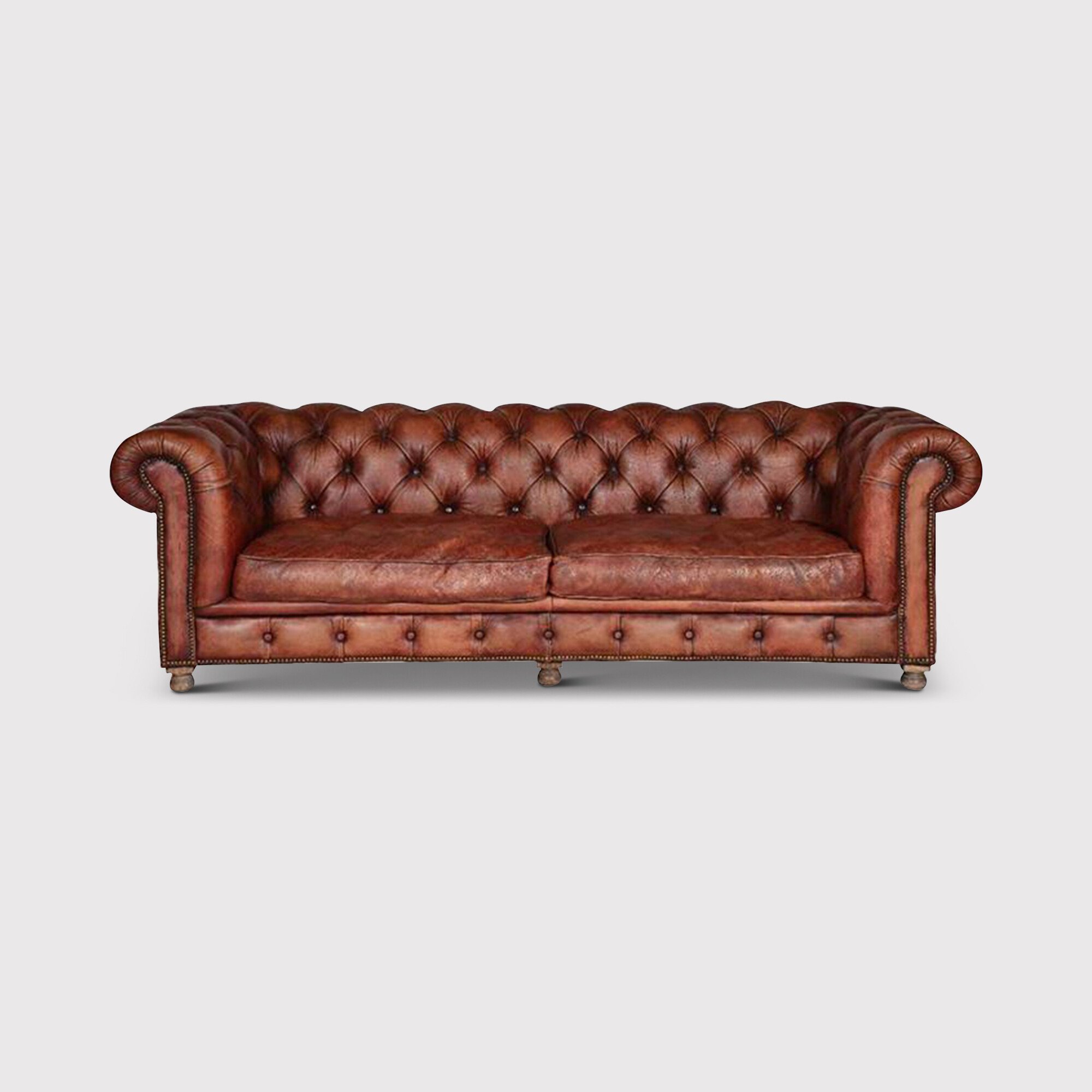 Timothy Oulton Westminster Feather Chesterfield Sofa 3 Seater, Red Leather | Barker & Stonehouse