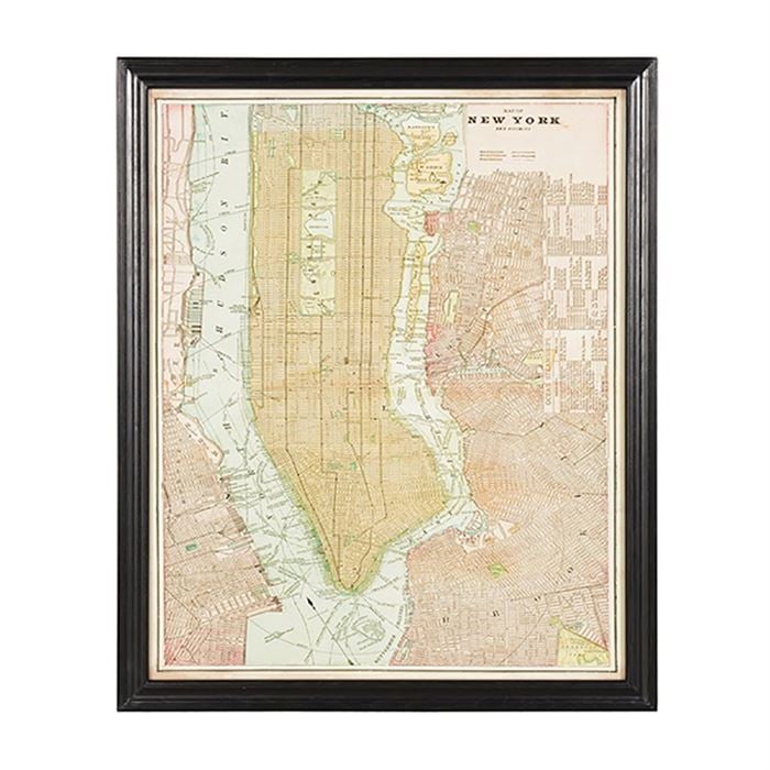 Timothy Oulton Maps New York Art Print, Square, Black Wood | Barker & Stonehouse