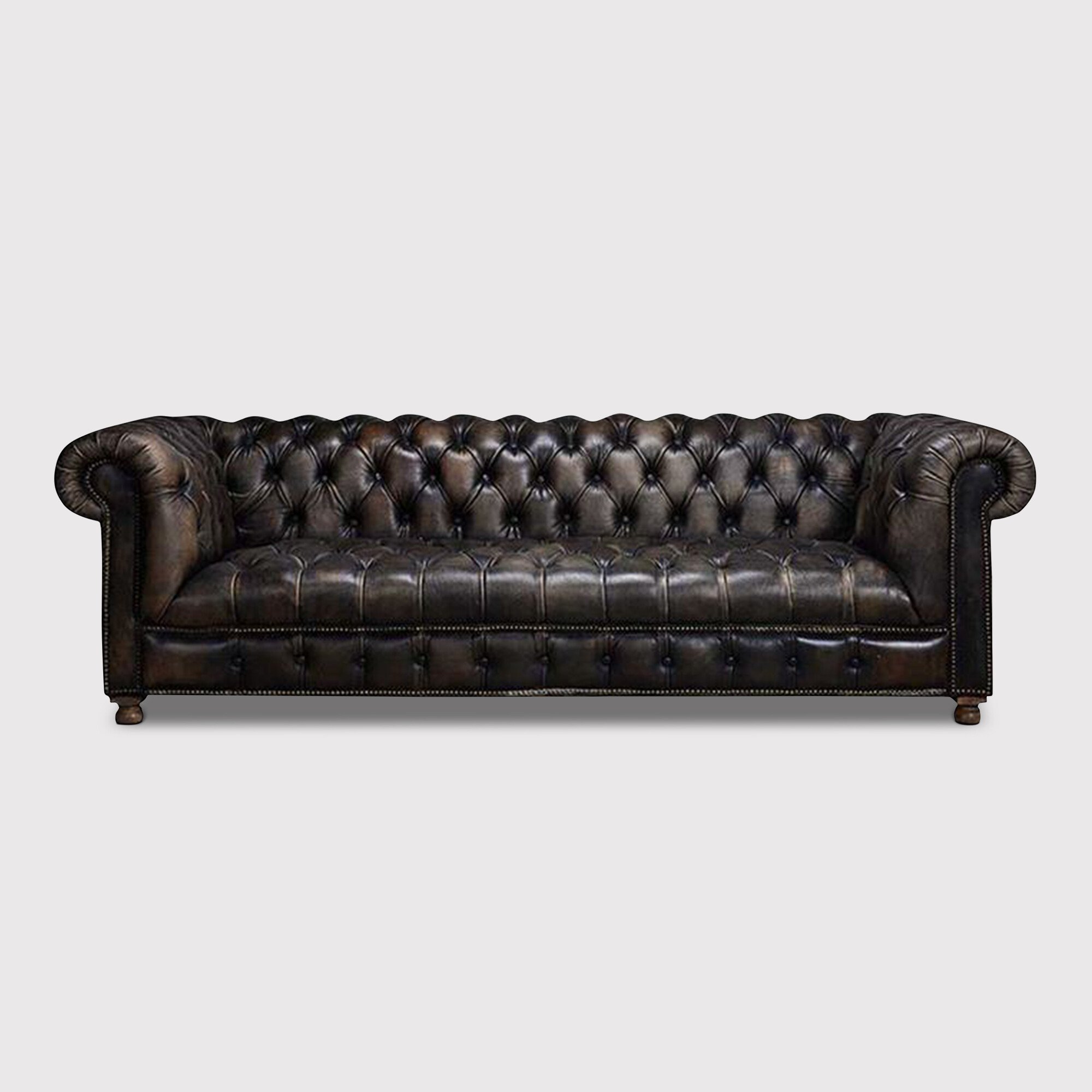 Timothy Oulton Westminster Button Chesterfield Sofa 2.5 Seater, Black Leather | Barker & Stonehouse