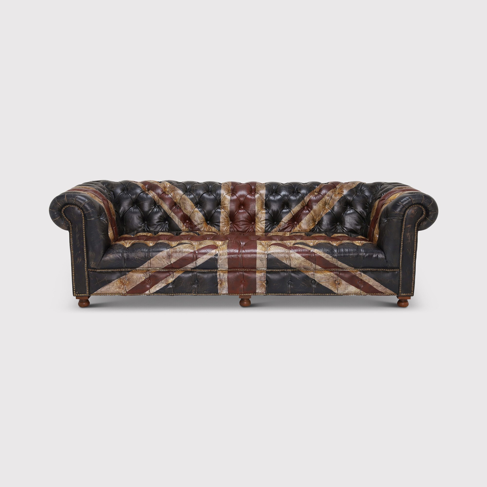 Timothy Oulton Westminster Button Chesterfield Sofa 3 Seater, Navy Leather | Barker & Stonehouse