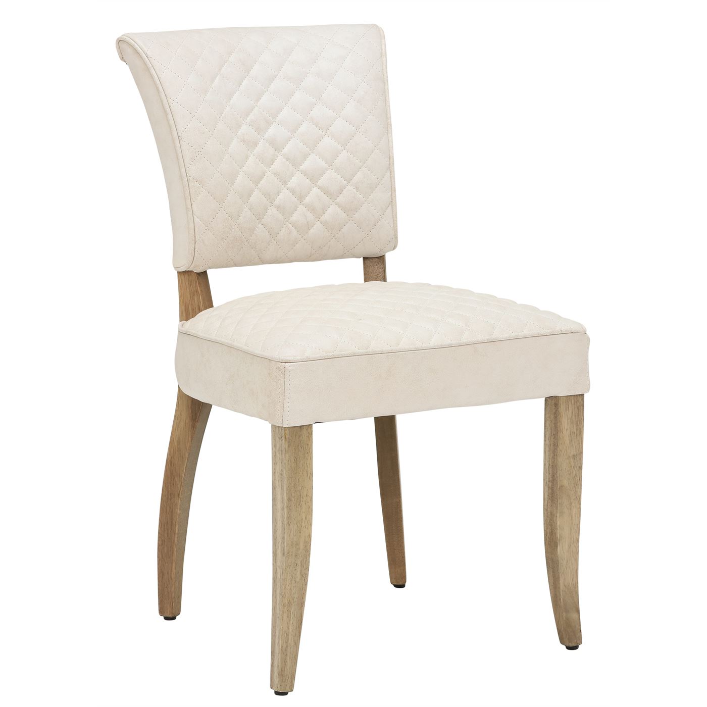 Timothy Oulton Mimi Quilted Leather Dining Chair Vintage Bianco and