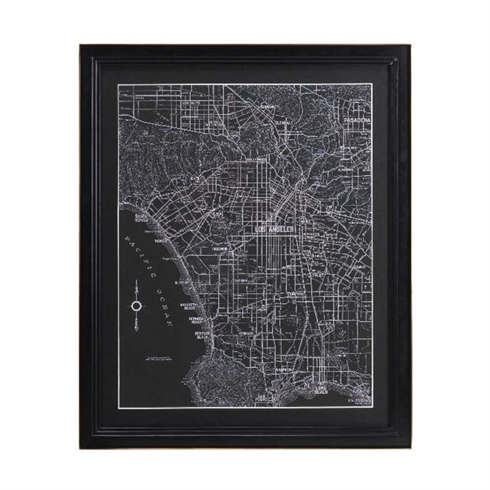 Timothy Oulton Savoy Maps Los Angeles Art Print, Square, Black Wood | Barker & Stonehouse