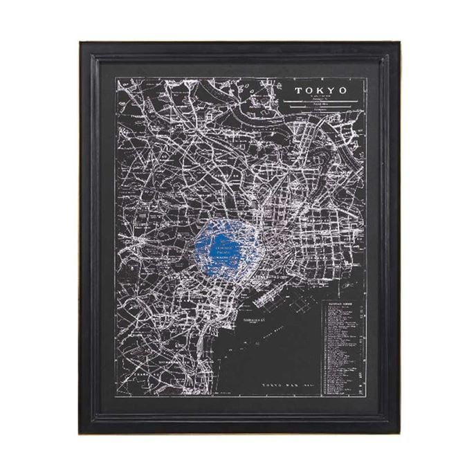 Timothy Oulton Savoy Maps Tokyo Art Print, Square, Black Wood | Barker & Stonehouse