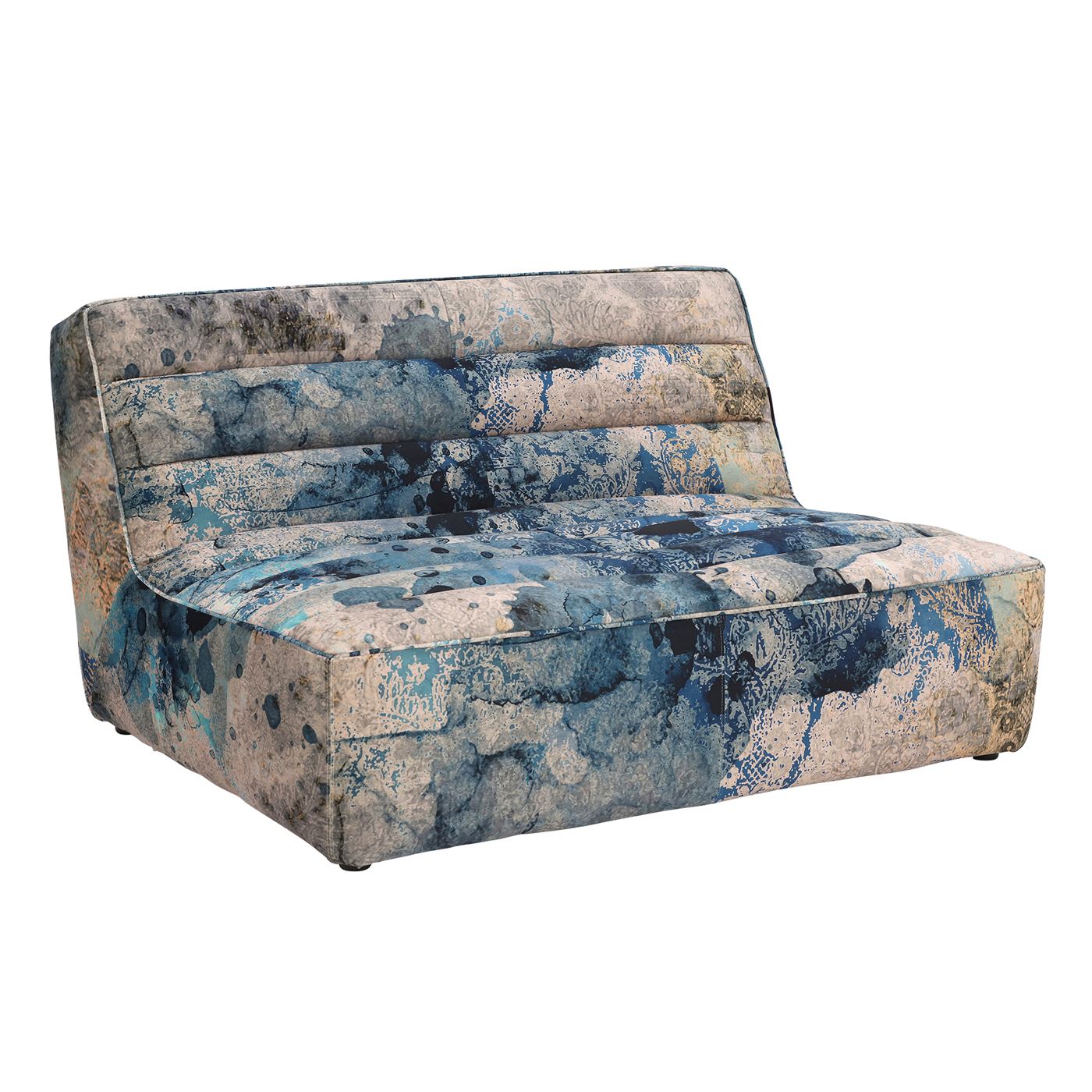 Timothy Oulton Shabby Sectional 2 Seater Modular Sofa, Blue Fabric | Barker & Stonehouse