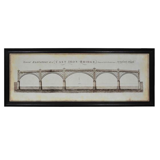 Timothy Oulton Architectural Iron Bridge Art Small Print, Square, Black | Barker & Stonehouse