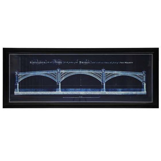 Timothy Oulton Architectural Telford Bridge Blueprint Art Small Print, Square, Black | Barker & Stonehouse