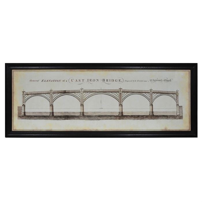 Timothy Oulton Architectural Iron Bridge Art Large Print, Square, Black Wood | Barker & Stonehouse