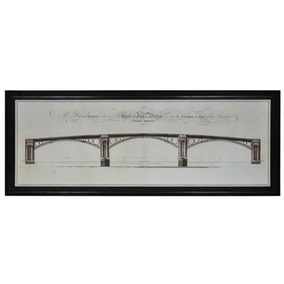 Timothy Oulton Architectural London Bridge Art Large Print, Square, Black Wood | Barker & Stonehouse